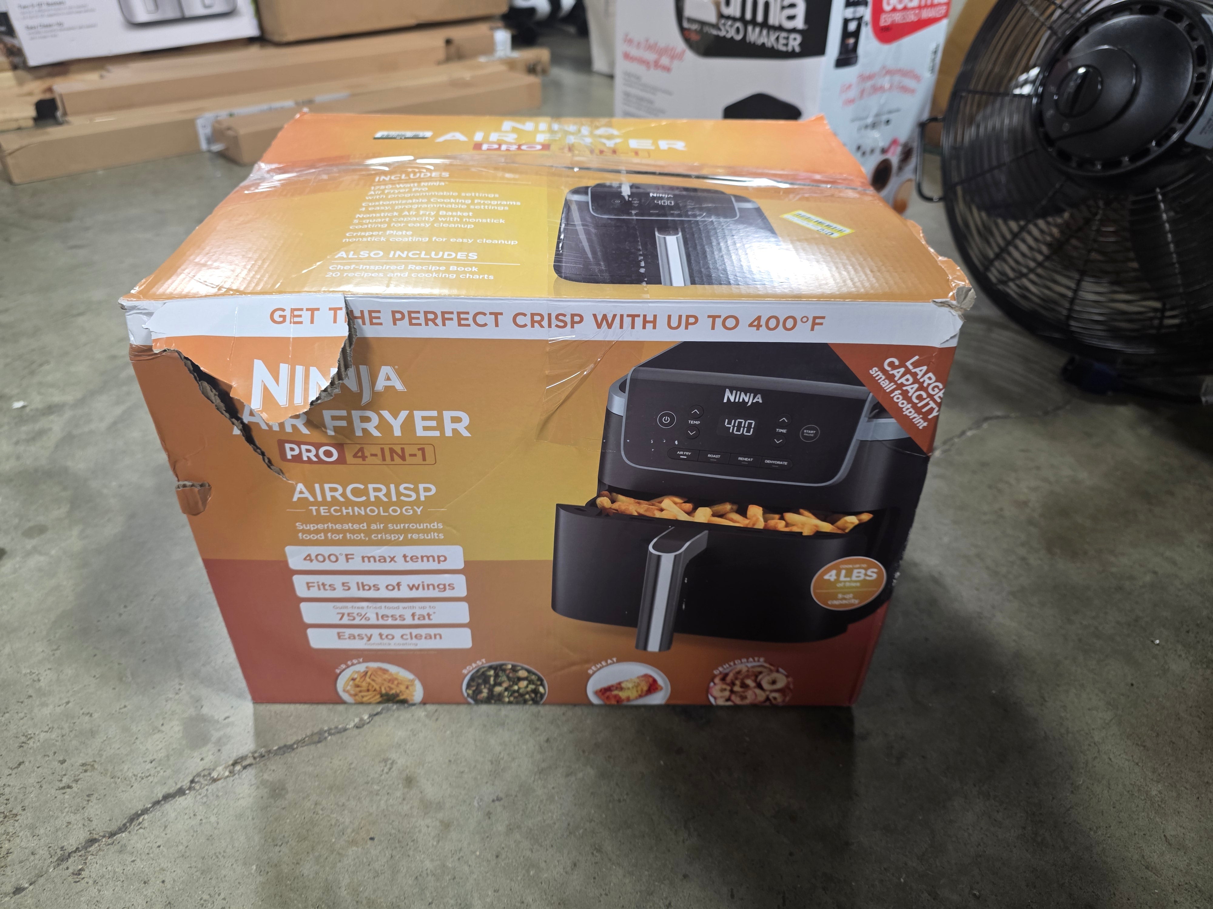 Air Fryer Pro 4-in-1 : Dishwasher-Safe Parts, Gray, Metal & Plastic