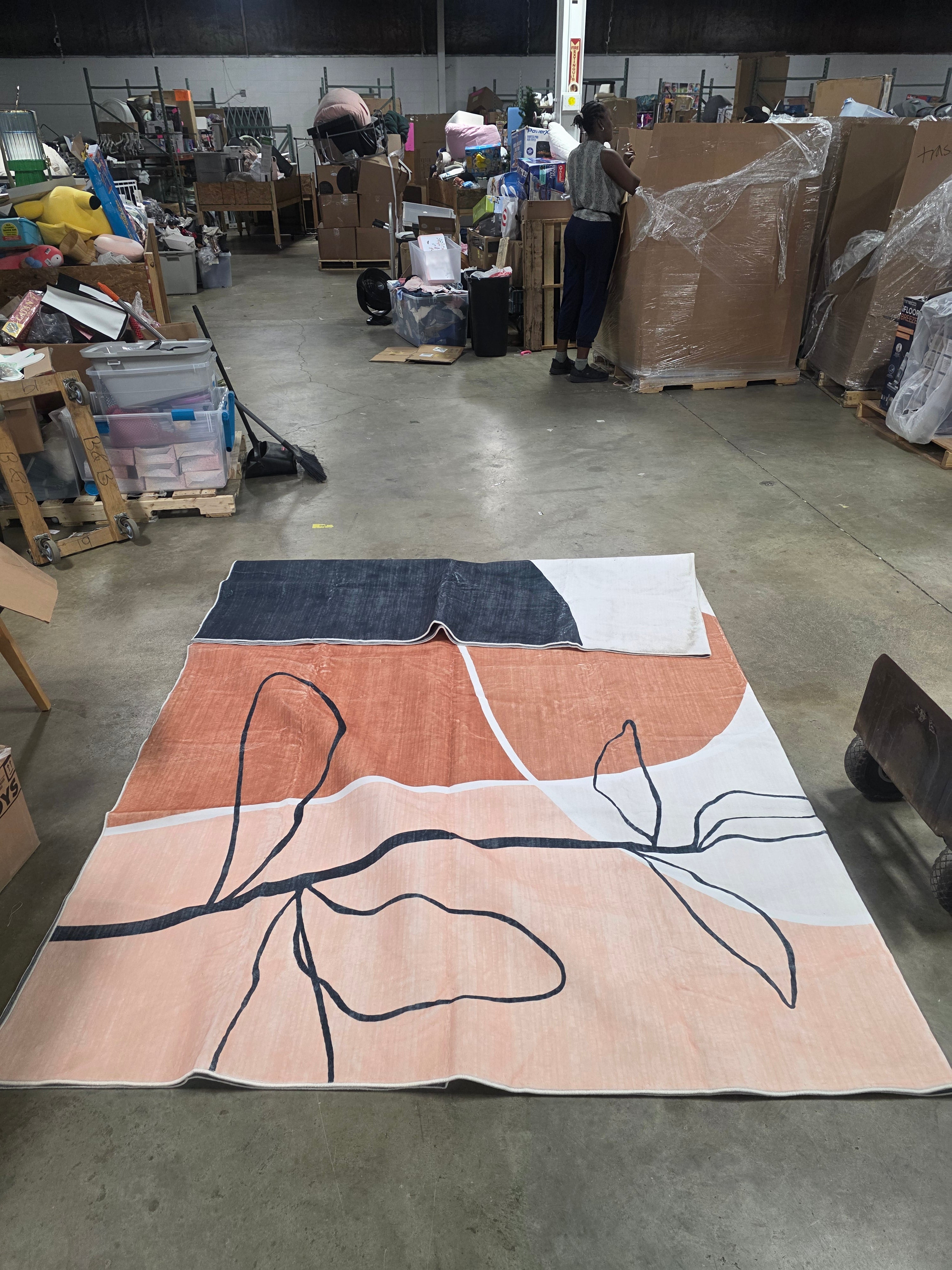 Boho Art 9'x12' Area Rug, Machine Washable Rugs, Minimalist Abstract Throw Mat, Non-Slip Mid Century Modern Aesthetic Carpet