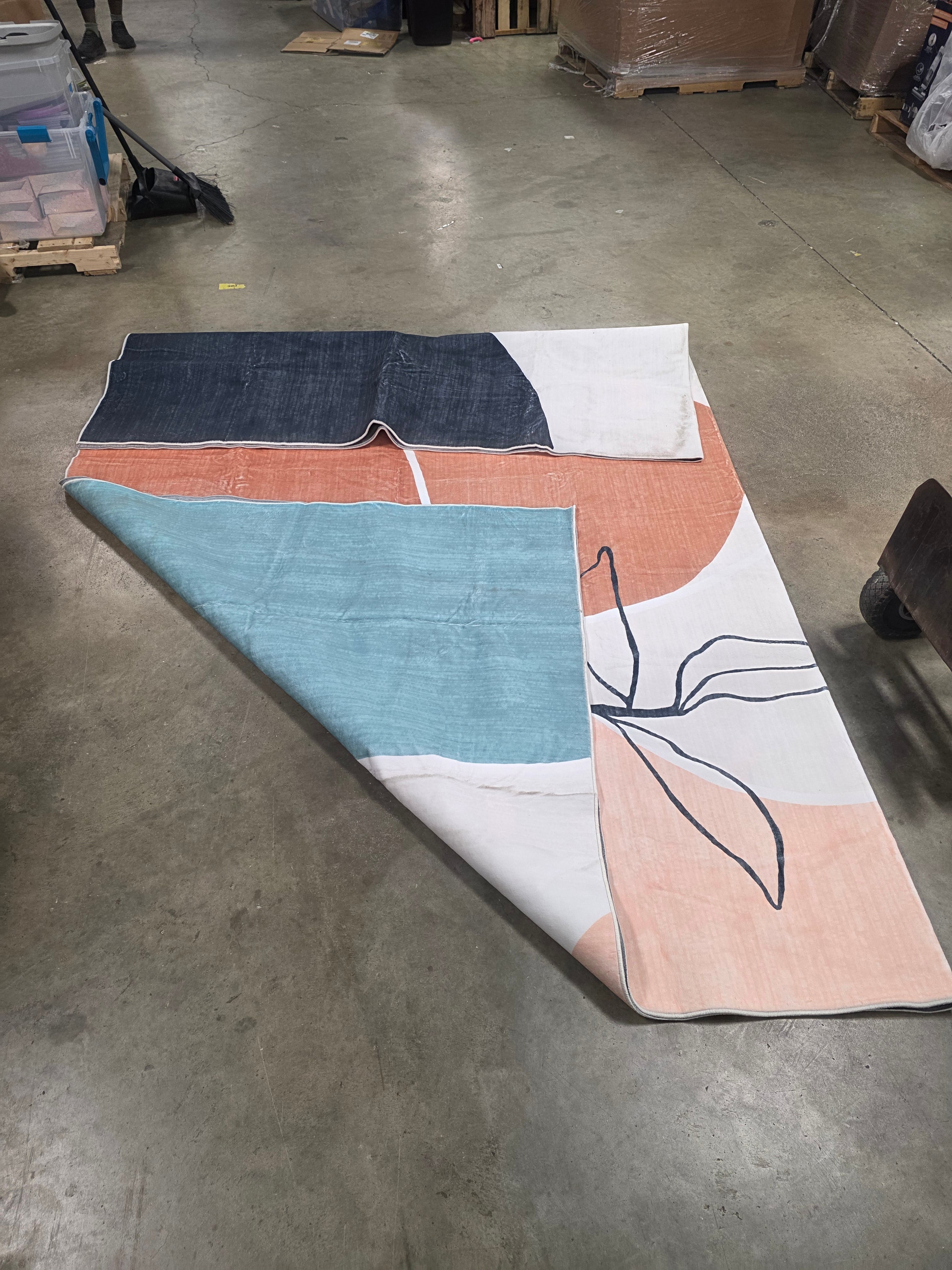Boho Art 9'x12' Area Rug, Machine Washable Rugs, Minimalist Abstract Throw Mat, Non-Slip Mid Century Modern Aesthetic Carpet