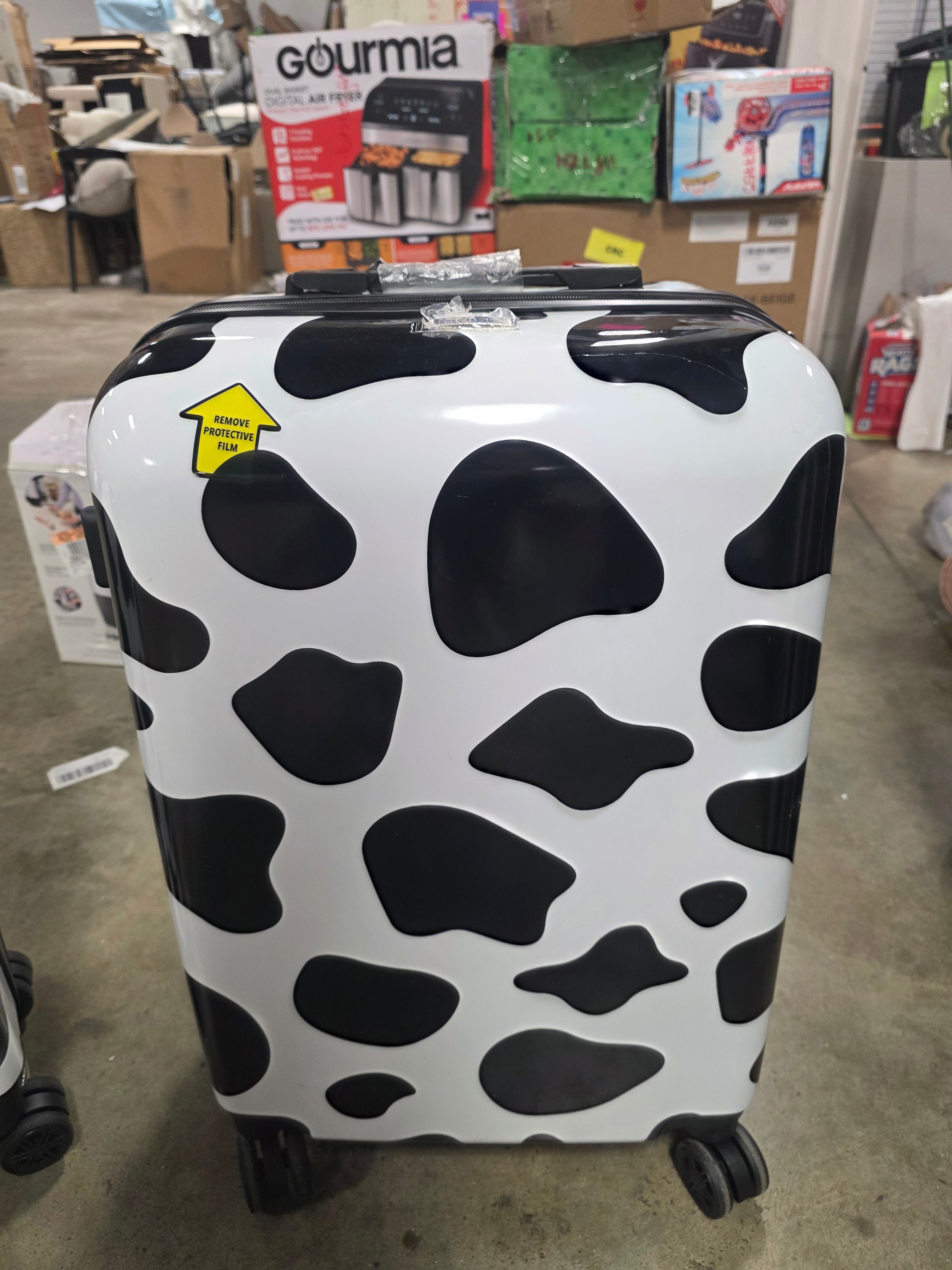 Print 2-Piece Hardside Luggage Sets with Spinner Wheels, Handle, Trolley, (20"/24") Cow