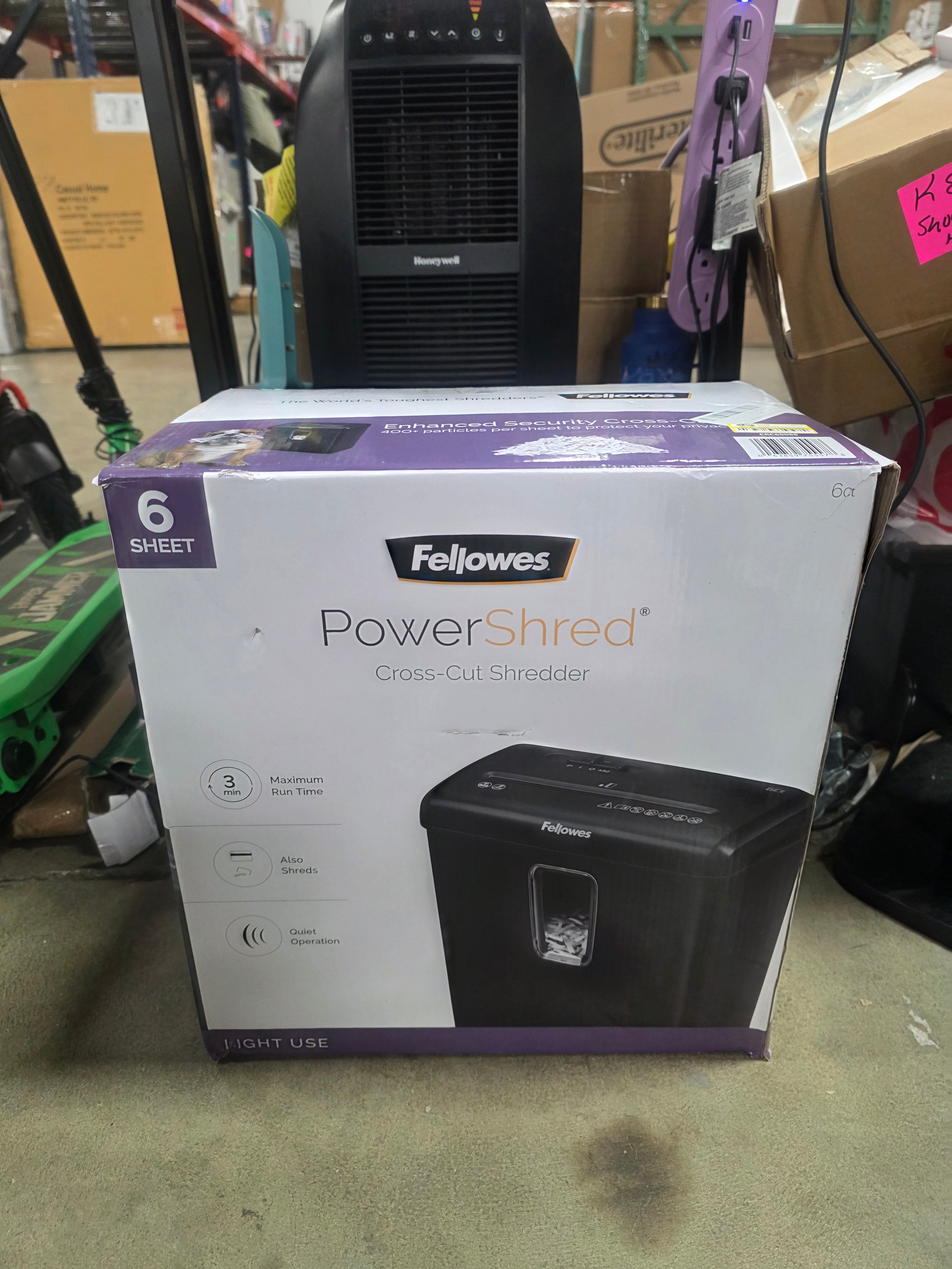 Powershred 6ct Cross-Cut Paper Shredder - Black: Shreds Credit Cards & Staples, Jam-Resistant, Auto Start
