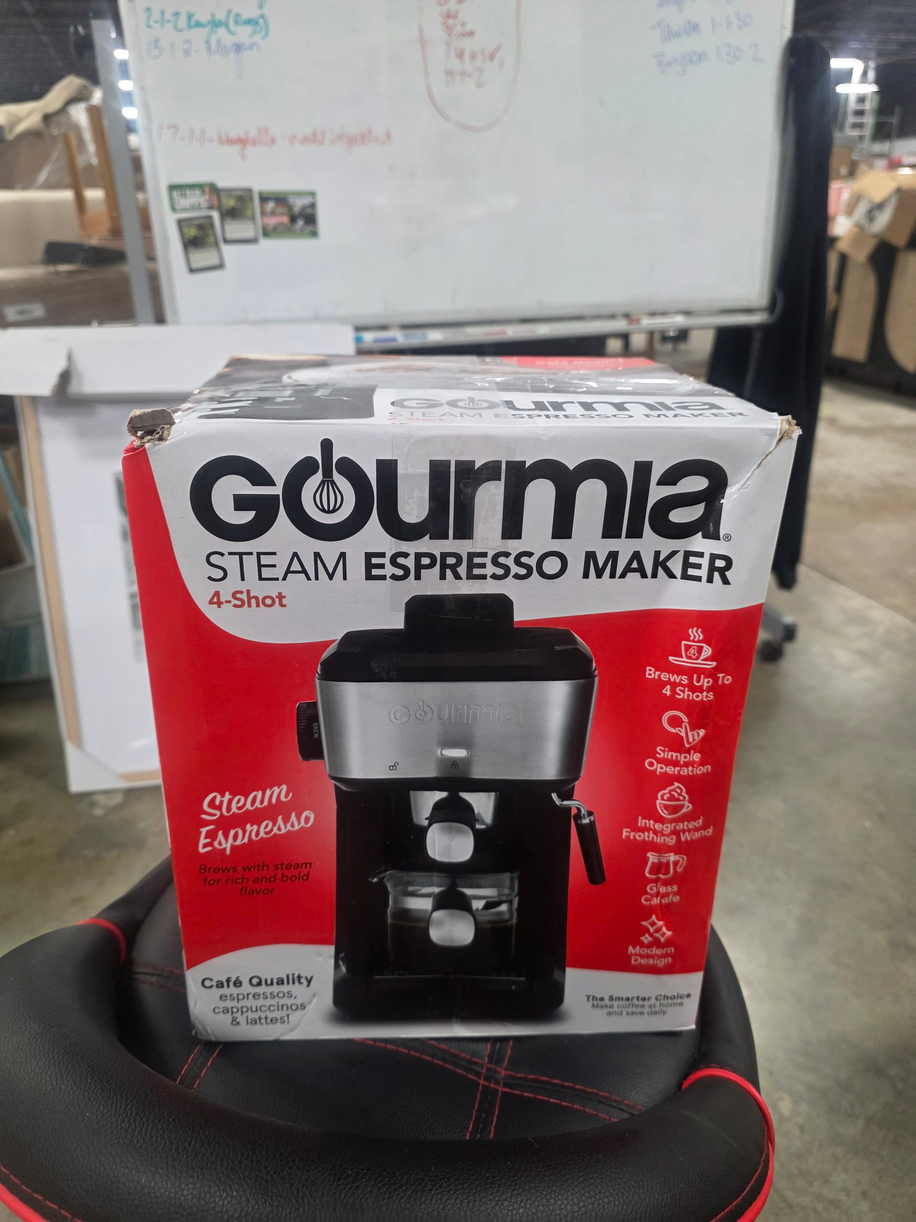 4-Shot Steam Espresso, Cappuccino, and Latte Maker with Frothing Wand