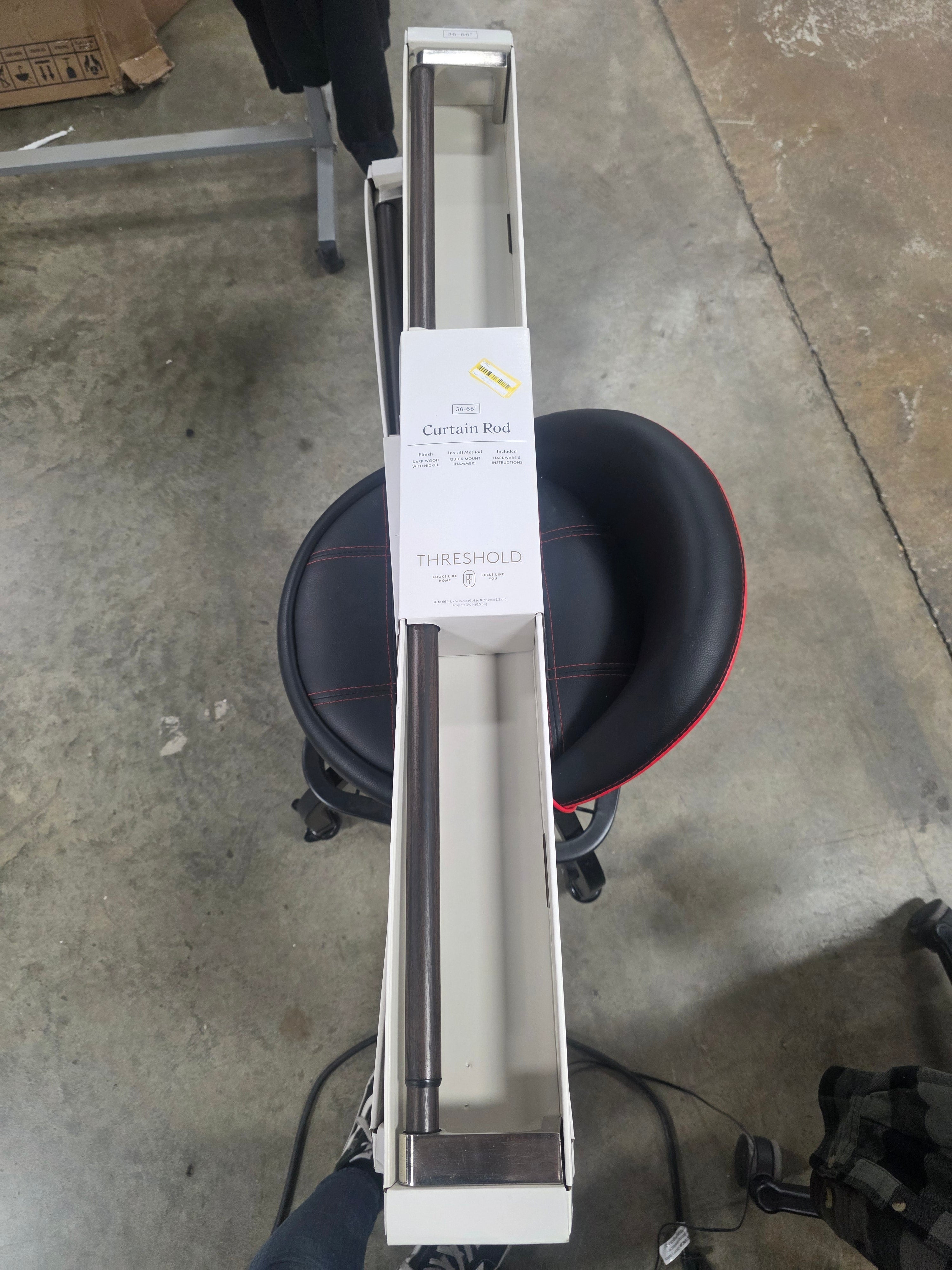 Dark Faux Wood Curtain Rod Nickel