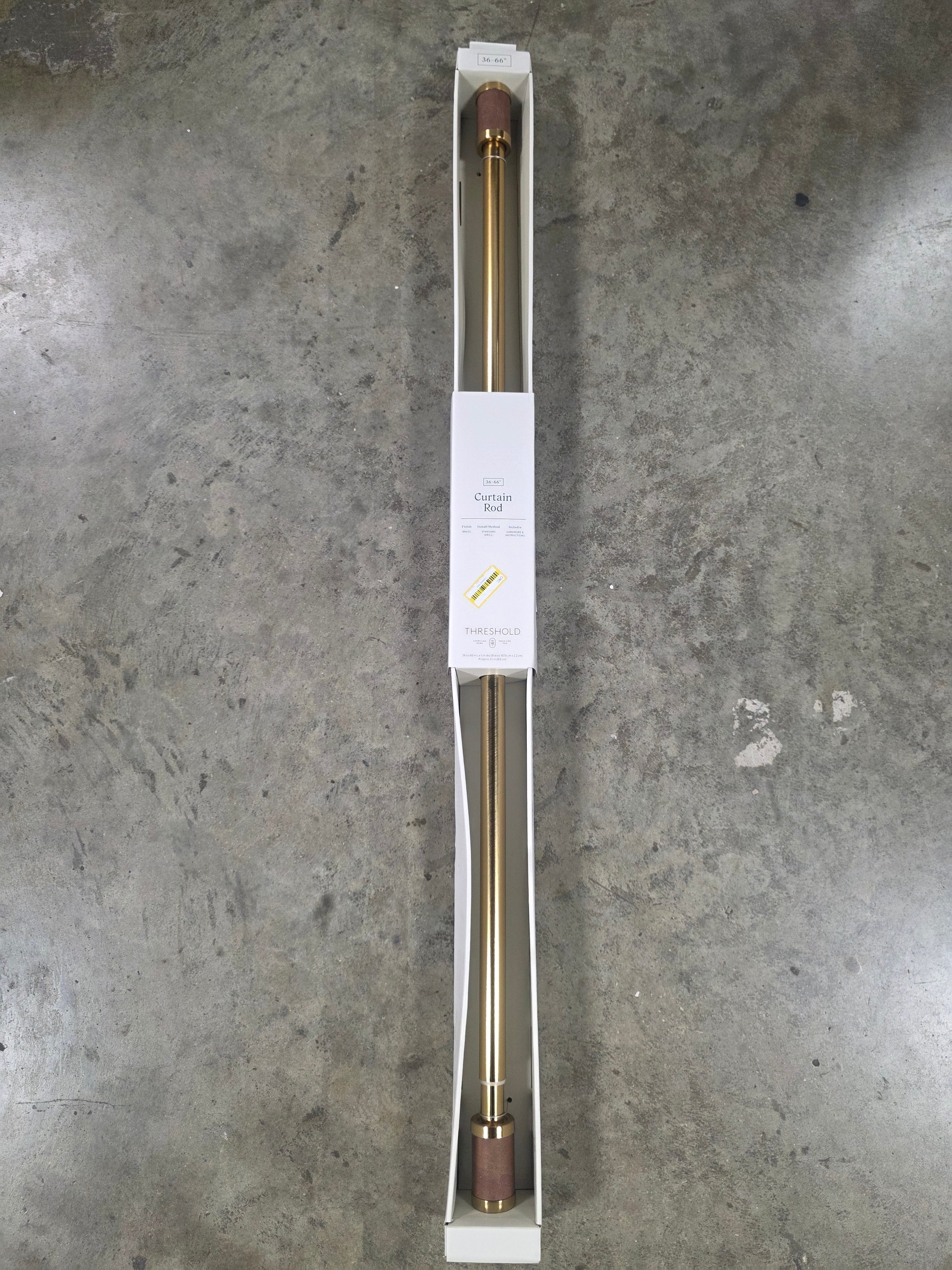 Faux Leather Cylinder Plated Curtain Rod Brass