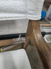Boucle Upholstered Accent Arm Chair with Brass Details - Natural/Aged Oak