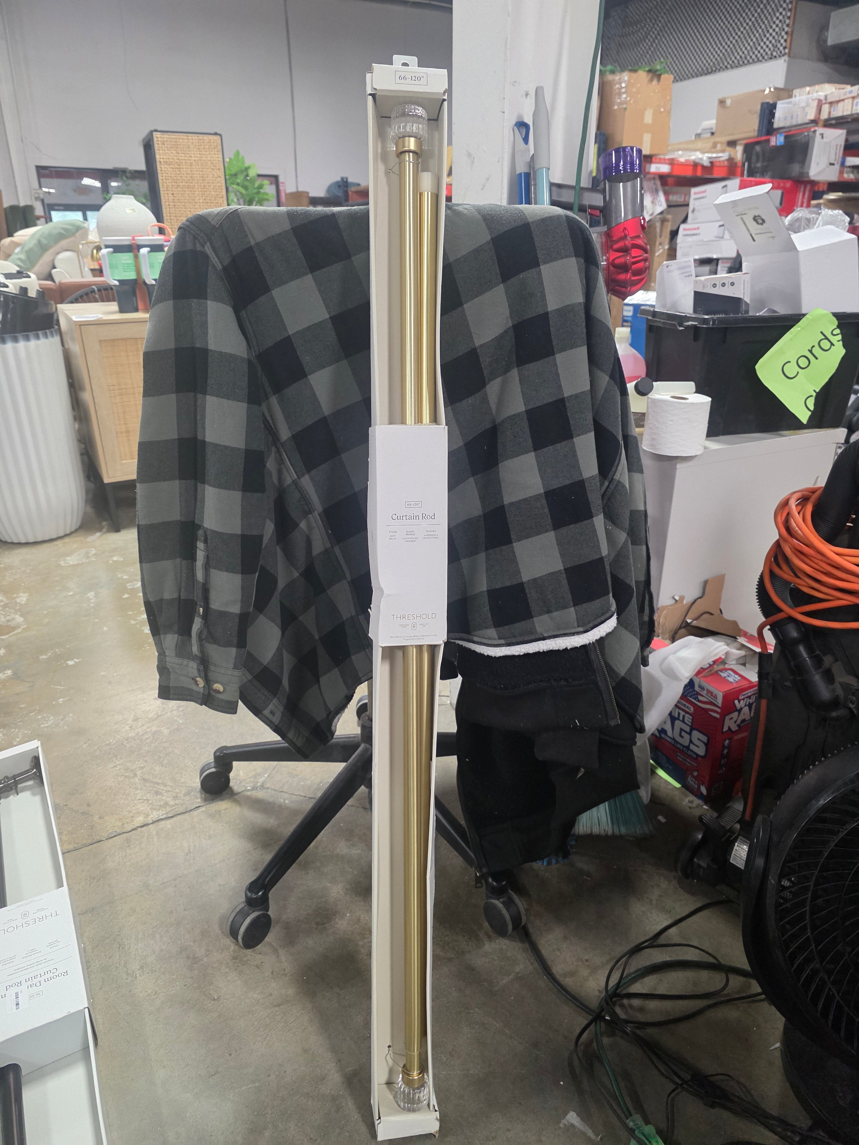 Clear Ribbed Curtain Rod Brass