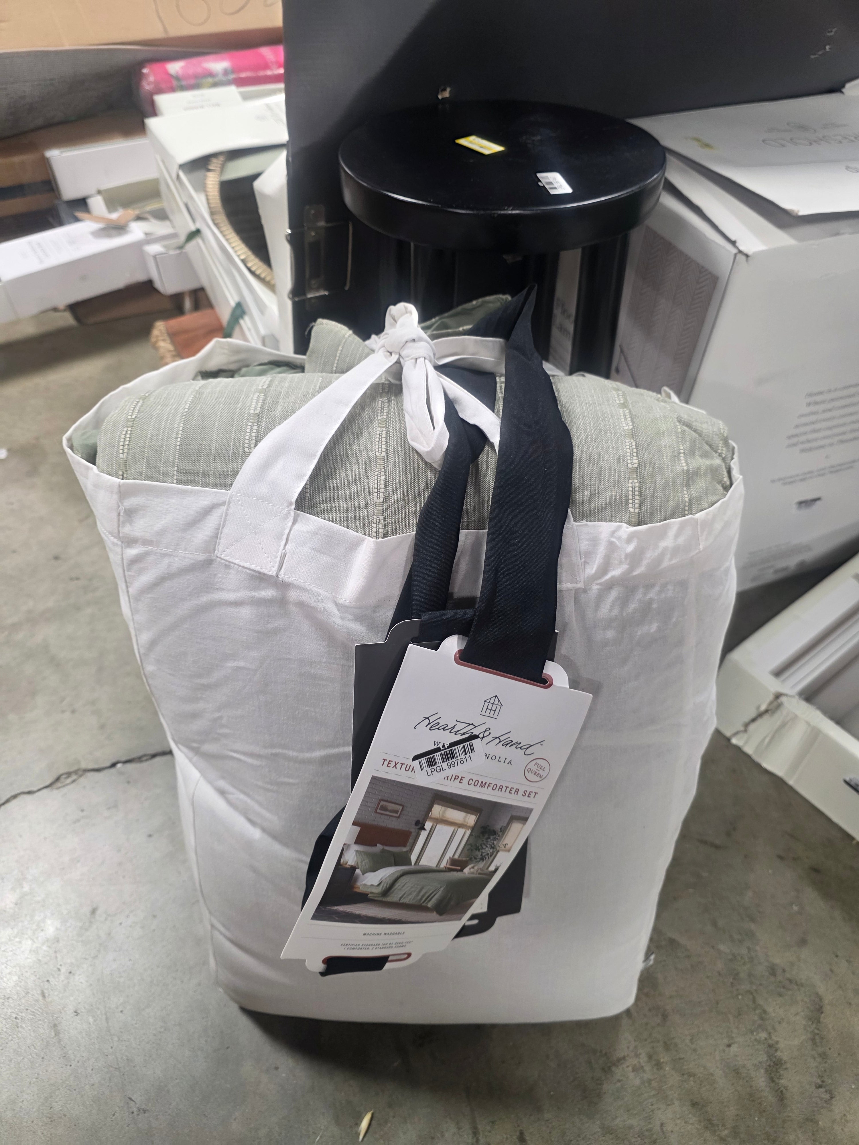 Textured Stripe Comforter Set in Sage Full/Queen
