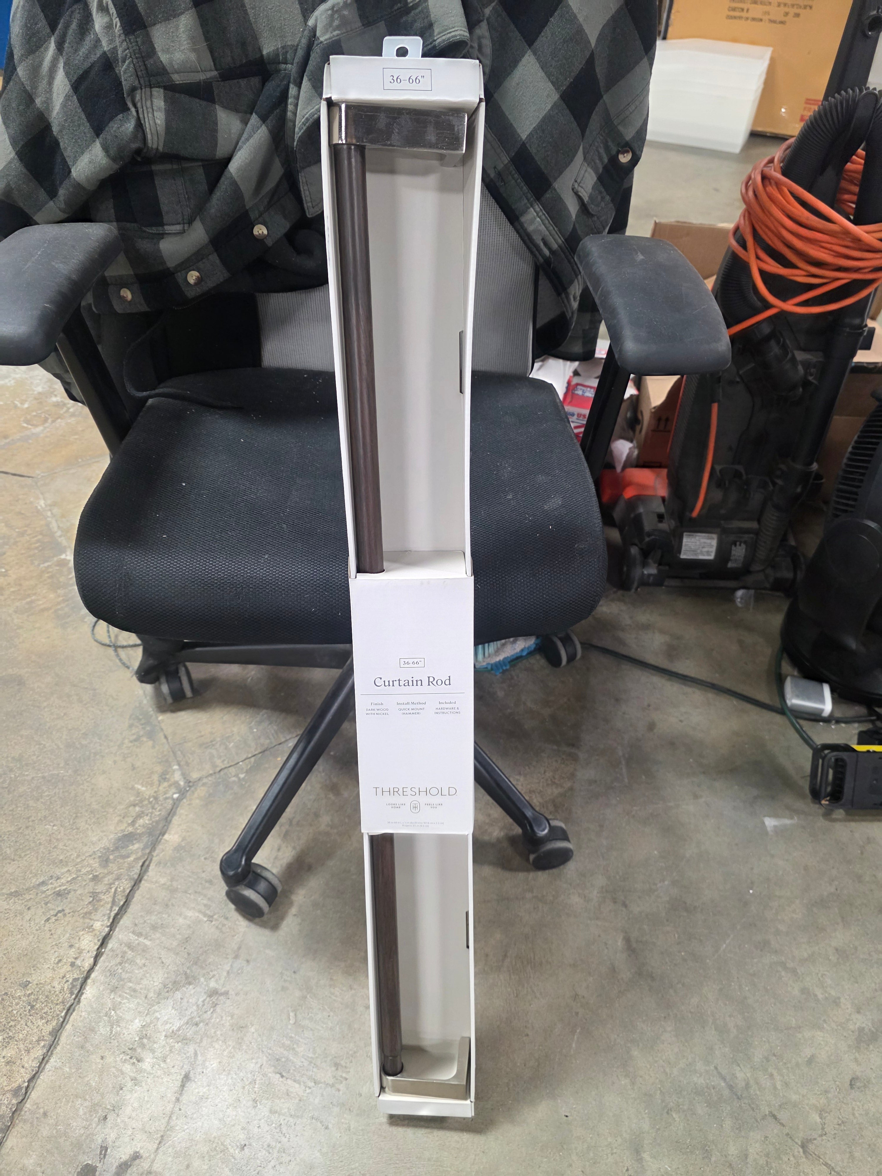 Dark Faux Wood Curtain Rod Nickel