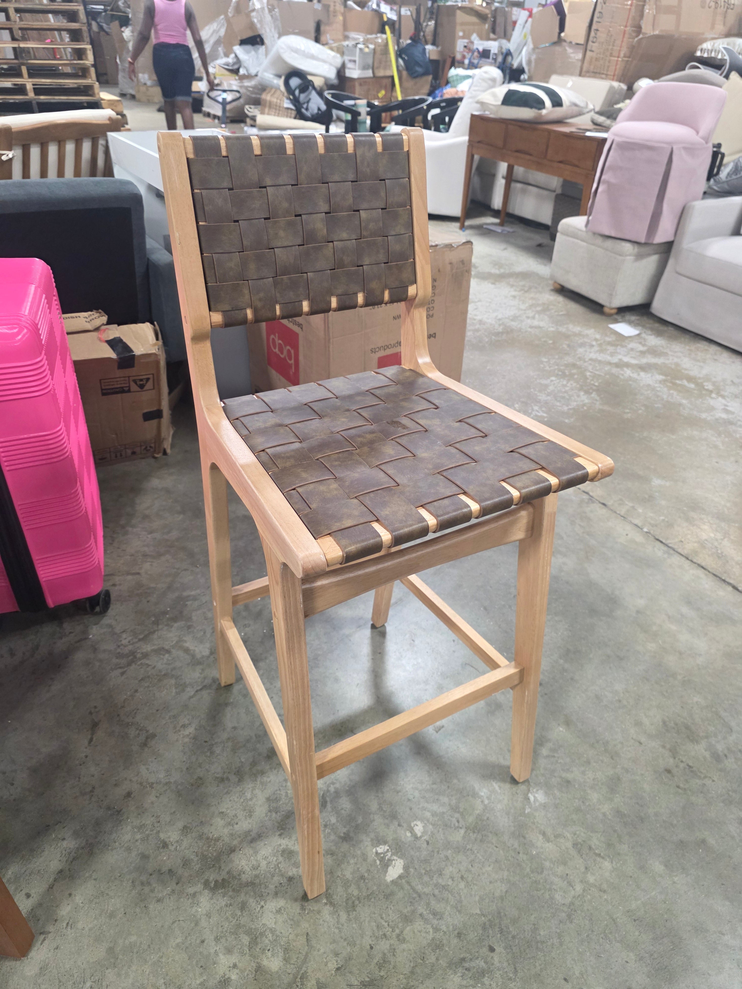 Ceylon Woven and Wood Barstool