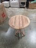 Patio Folding Side Table Indonesia Teak Wood Round Slatted Tabletop Portable Camping