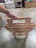 Patio Folding Side Table Indonesia Teak Wood Round Slatted Tabletop Portable Camping