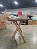 Patio Folding Side Table Indonesia Teak Wood Round Slatted Tabletop Portable Camping