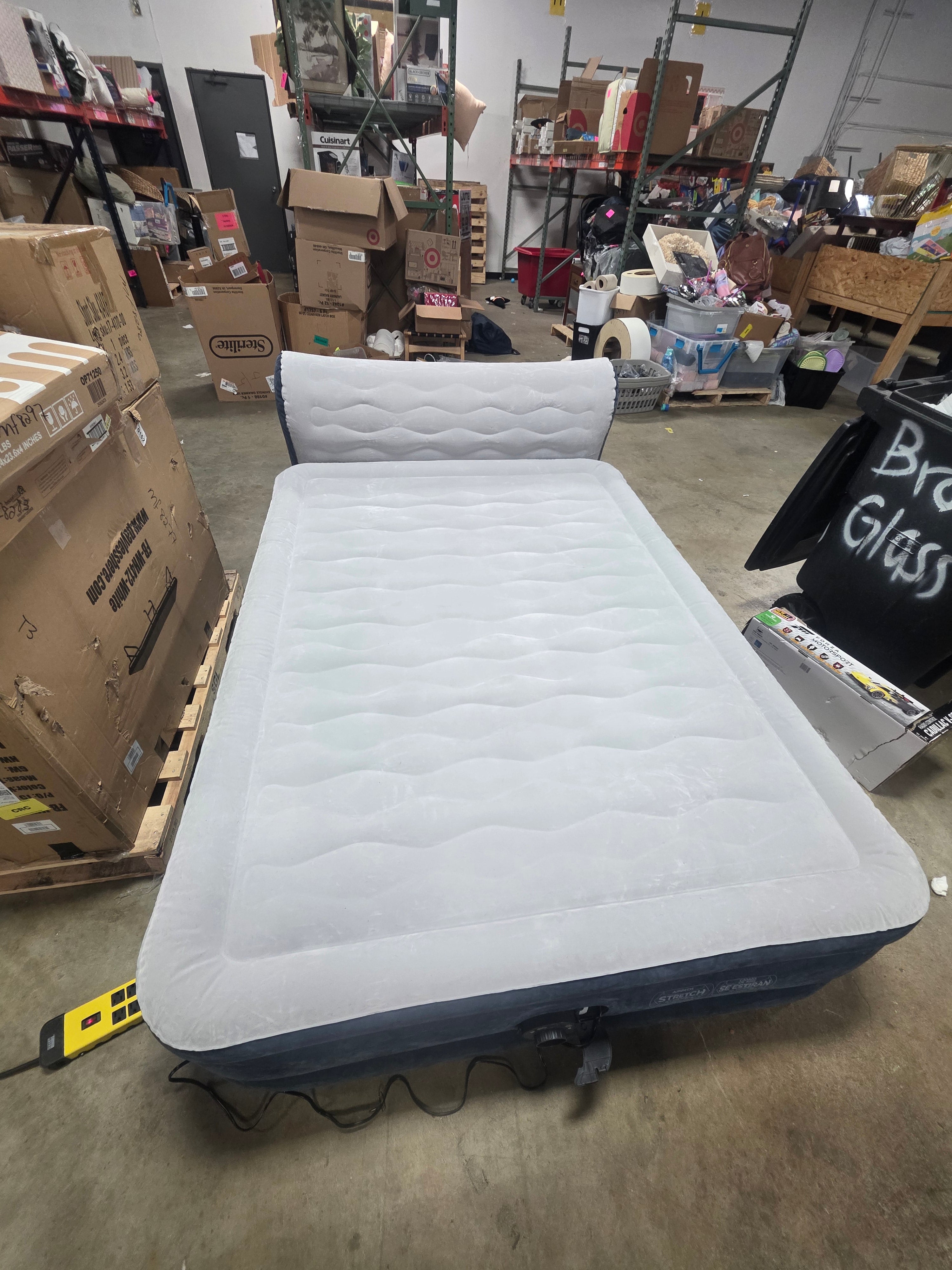 Pillow Top Air Mattress with Electric Pump and Headboard - Queen Size