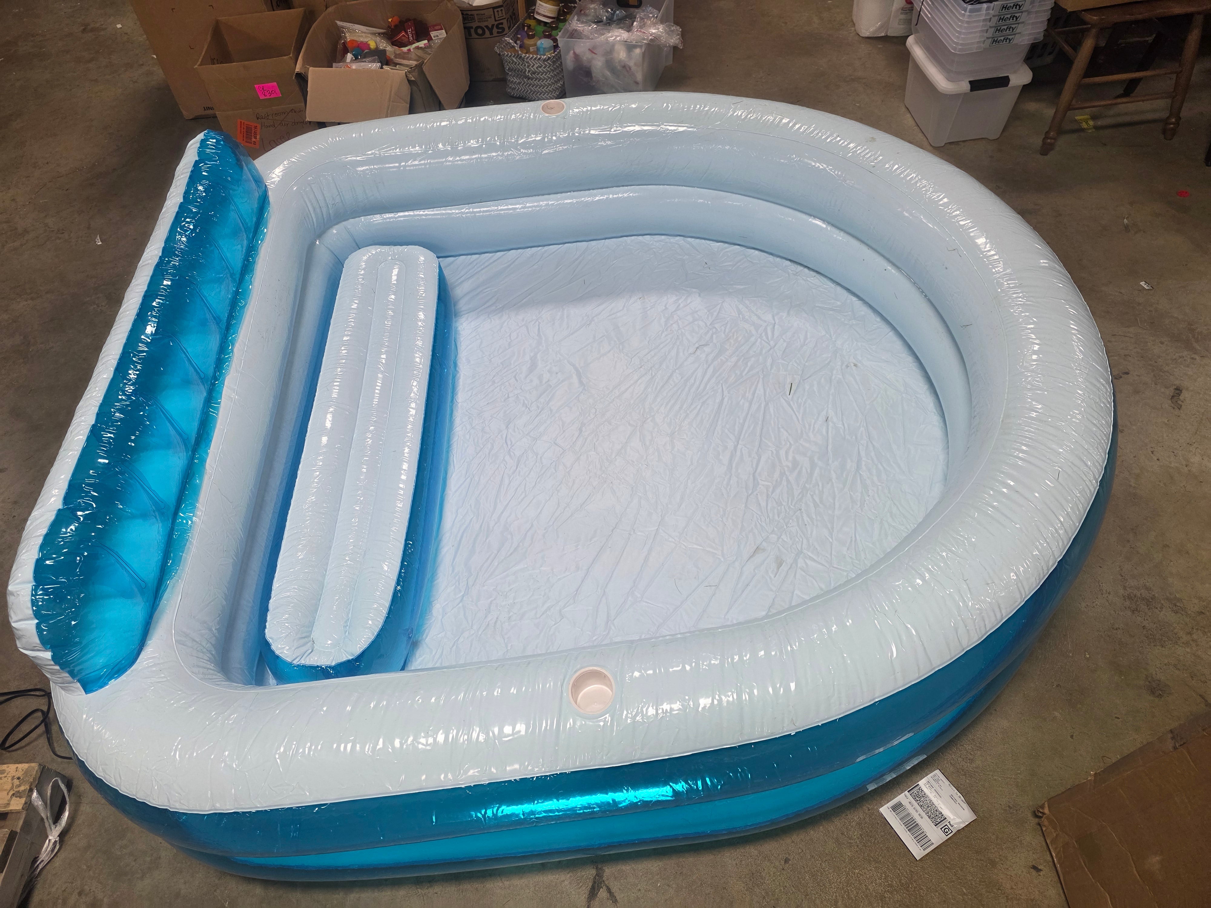 Family Pool with Bench Oval Kiddie Pool -  PVC Liner