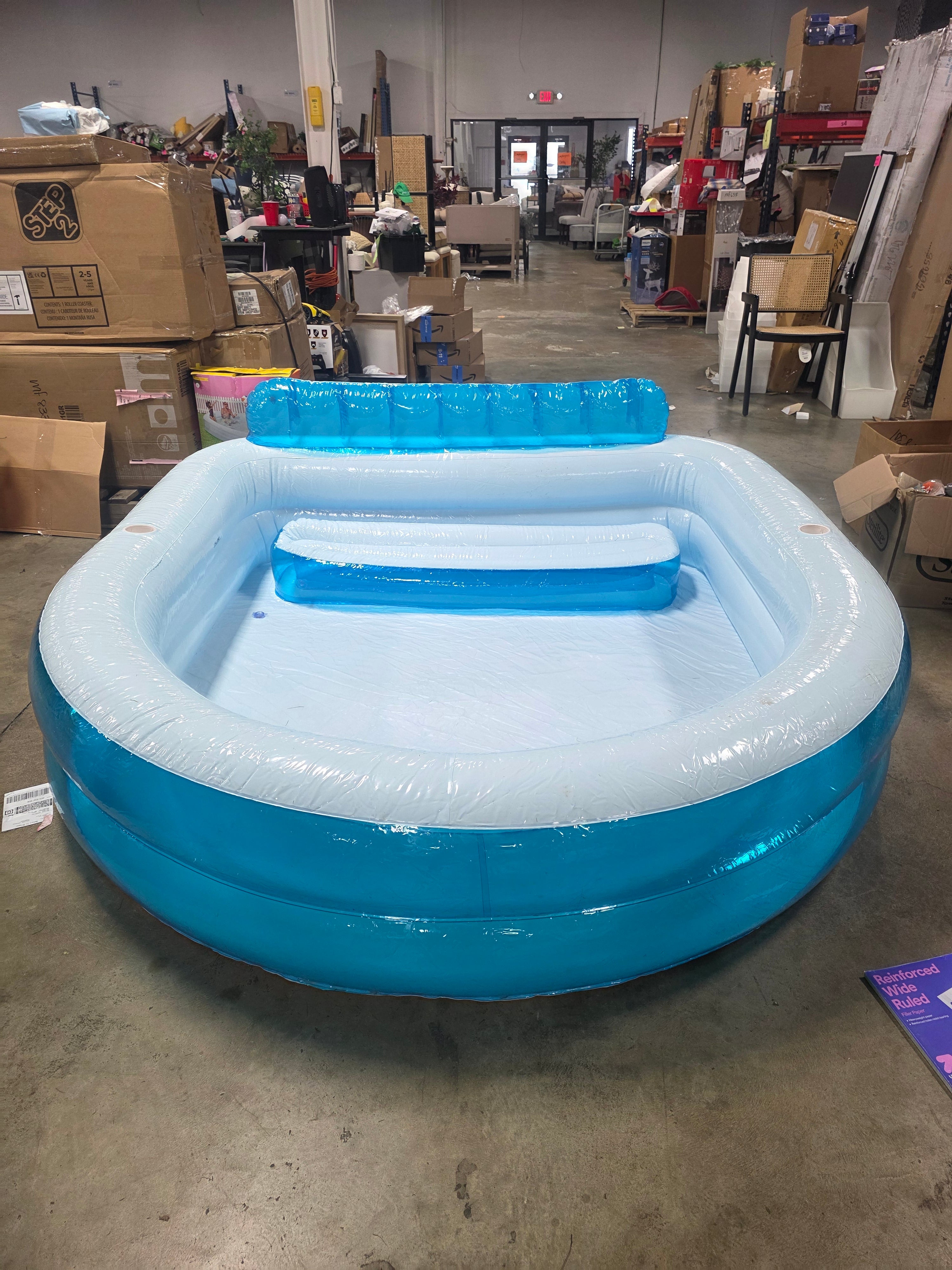 Family Pool with Bench Oval Kiddie Pool -  PVC Liner
