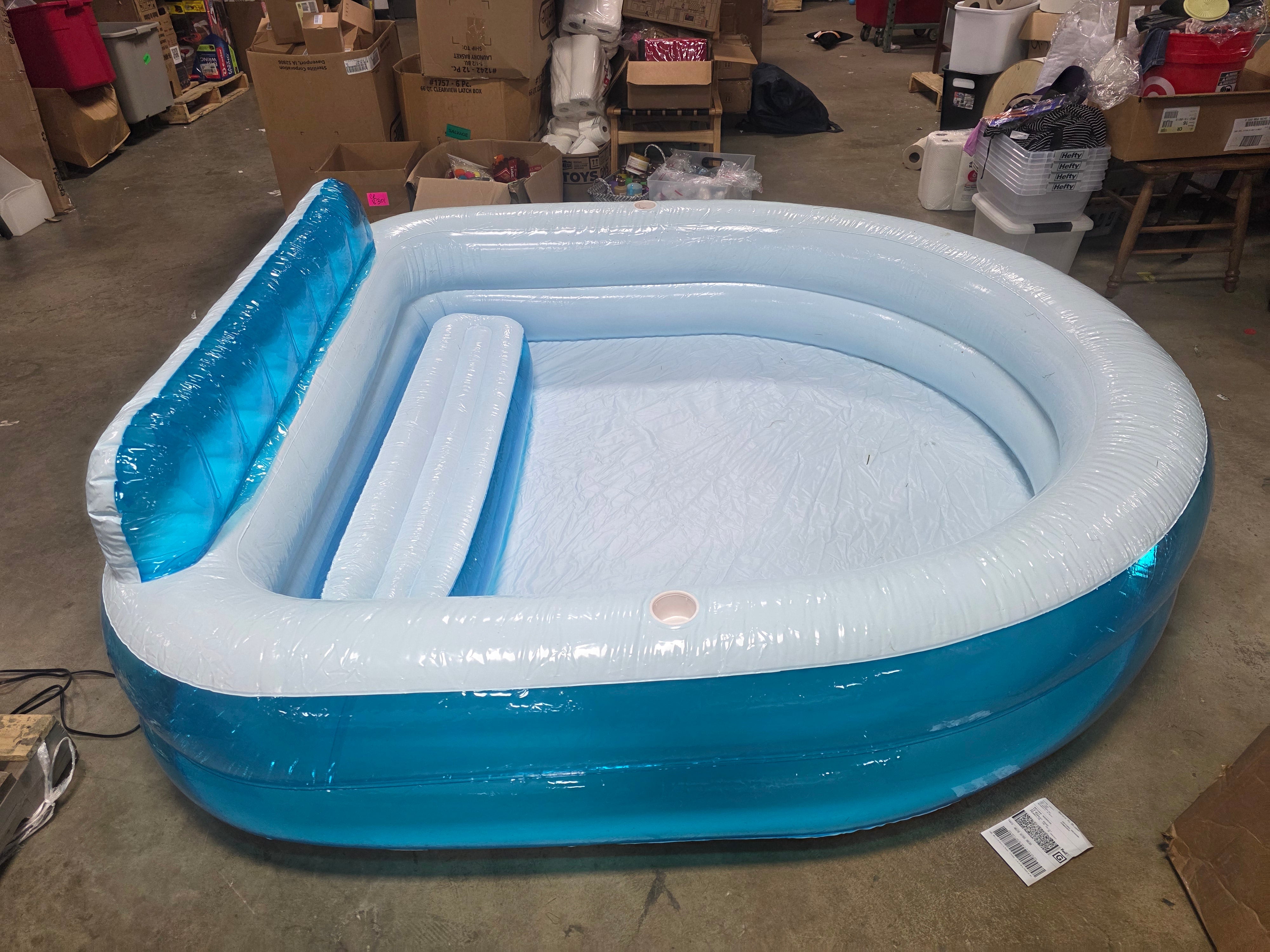 Family Pool with Bench Oval Kiddie Pool -  PVC Liner