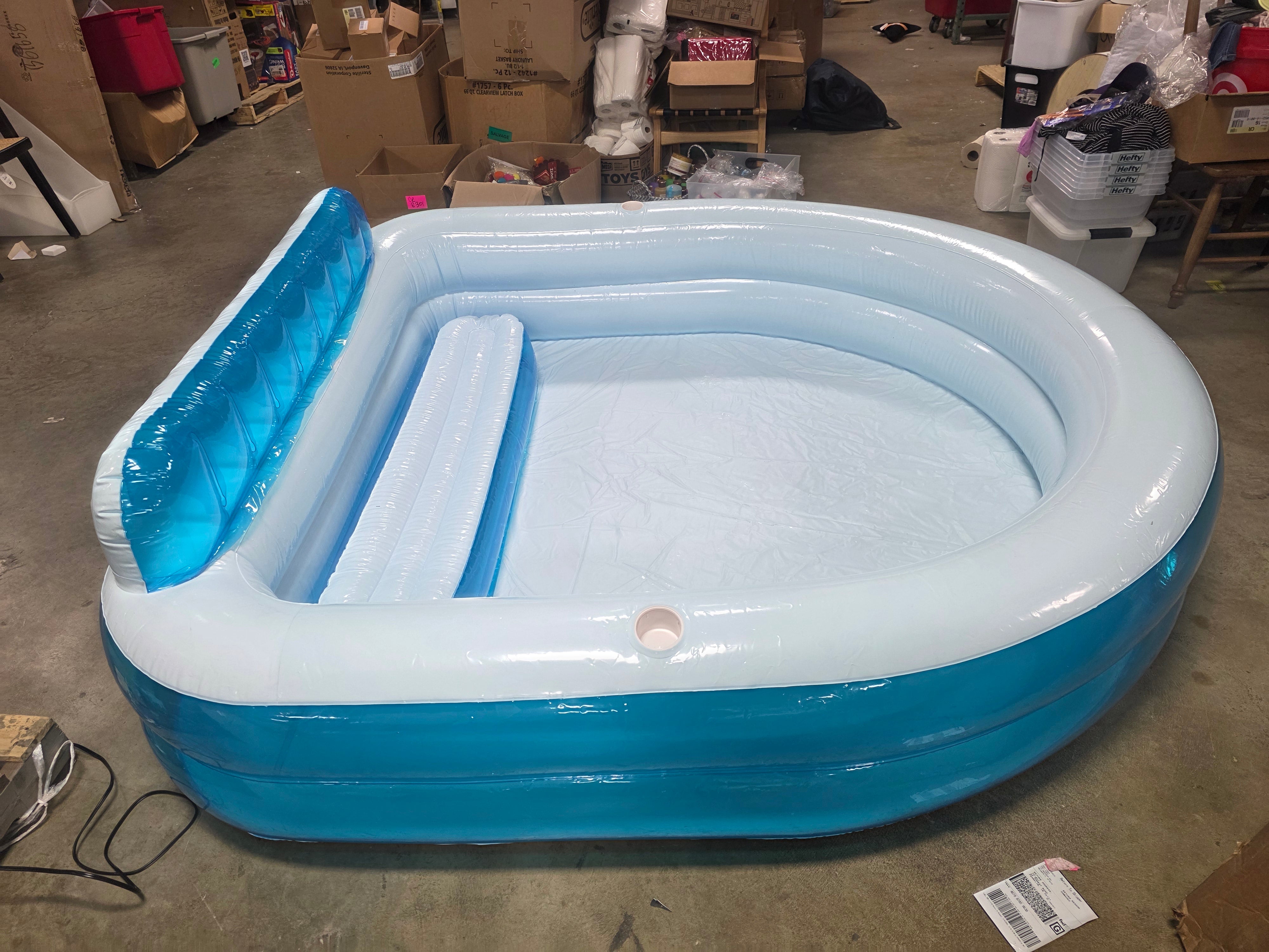 Family Pool with Bench Oval Kiddie Pool - PVC Liner