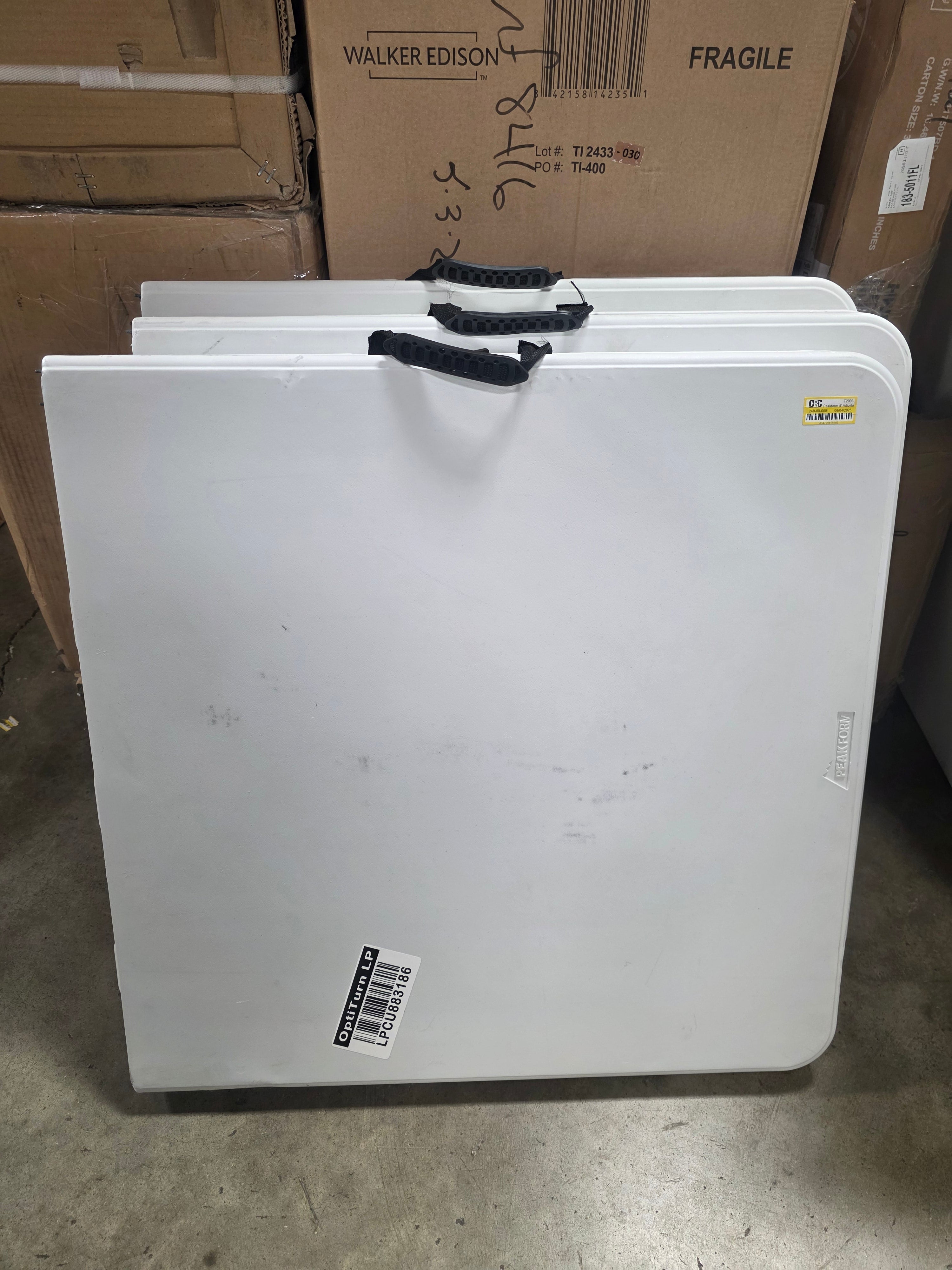 Adjustable Height Folding Table Off-White