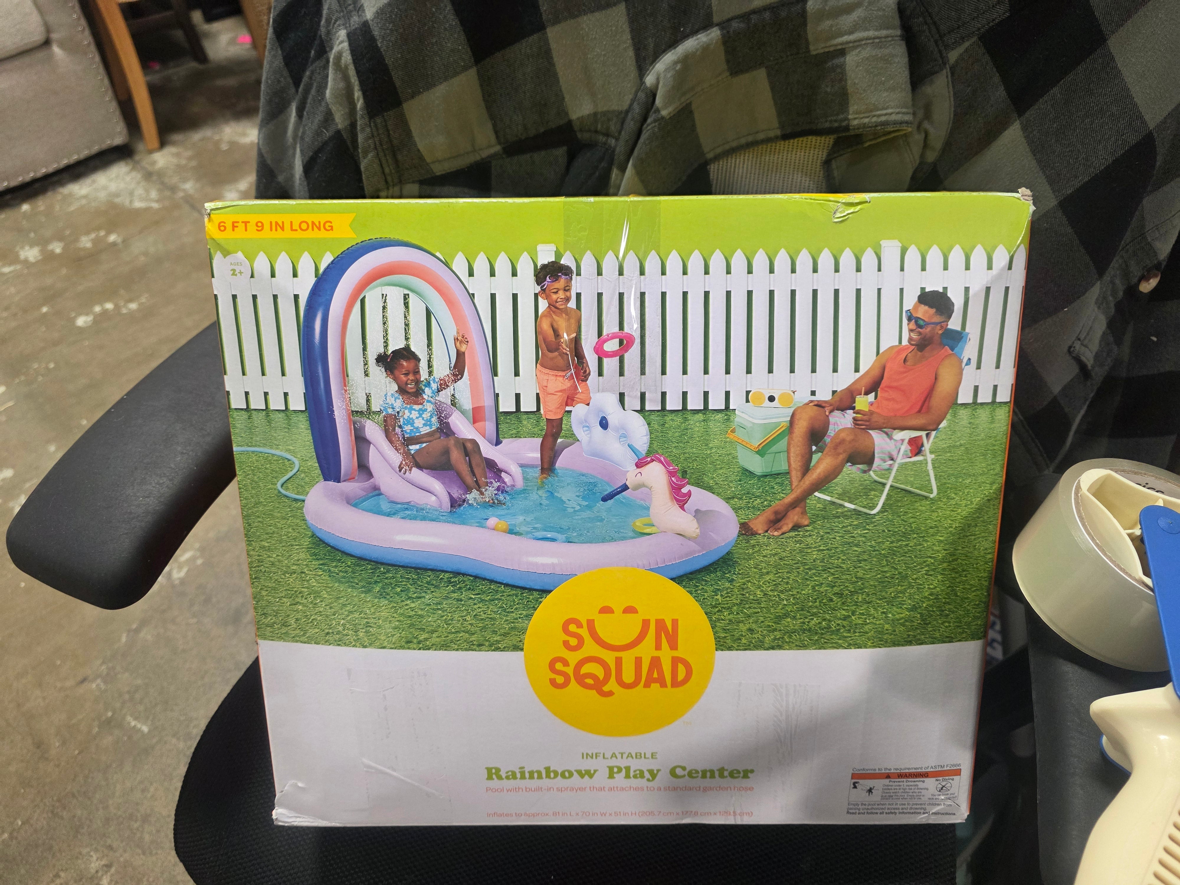 Play Center Update Novelty Kiddie Pool Rainbow - Inflatable, Water Sprays