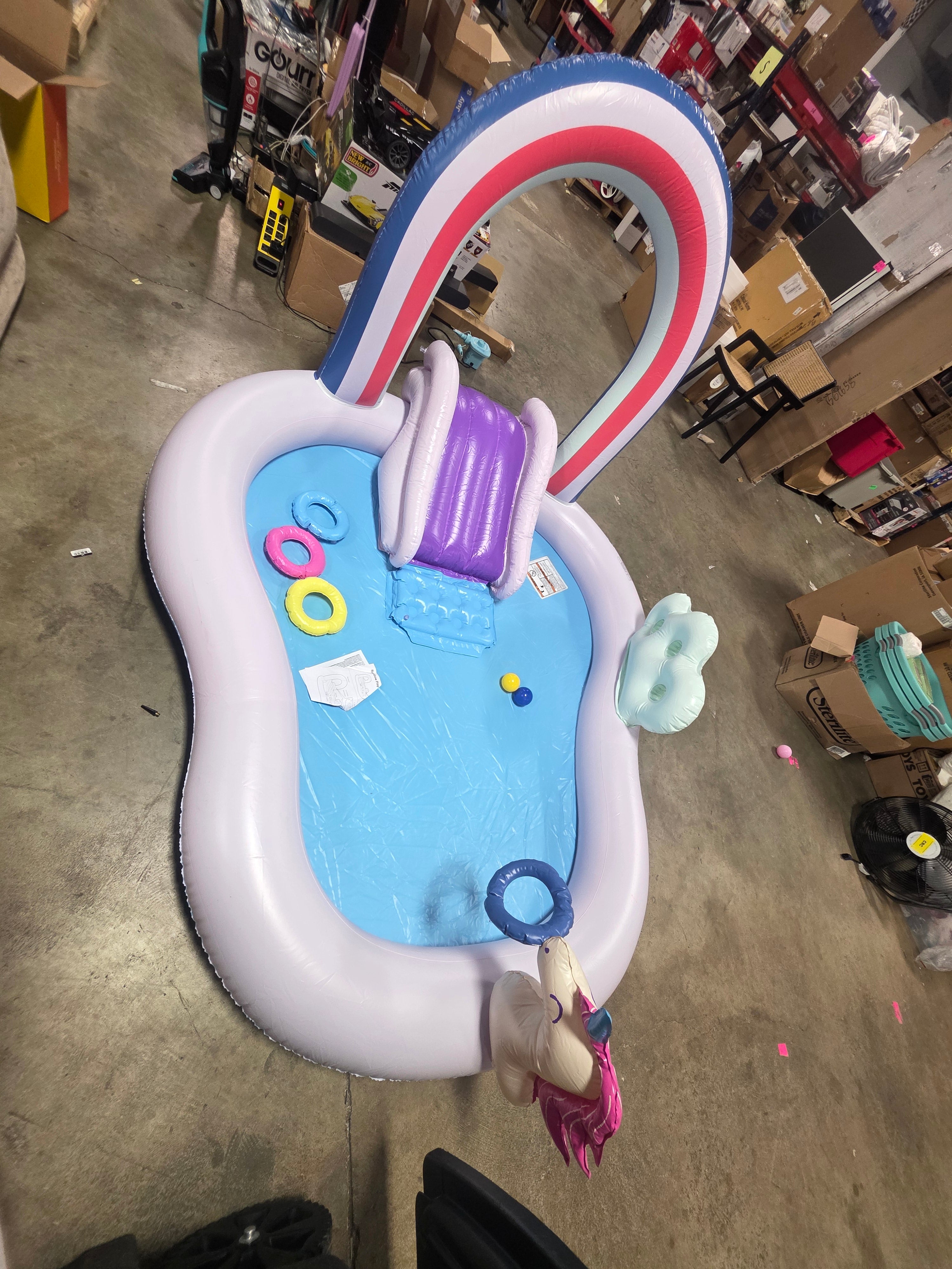 Play Center Update Novelty Kiddie Pool Rainbow - Inflatable, Water Sprays