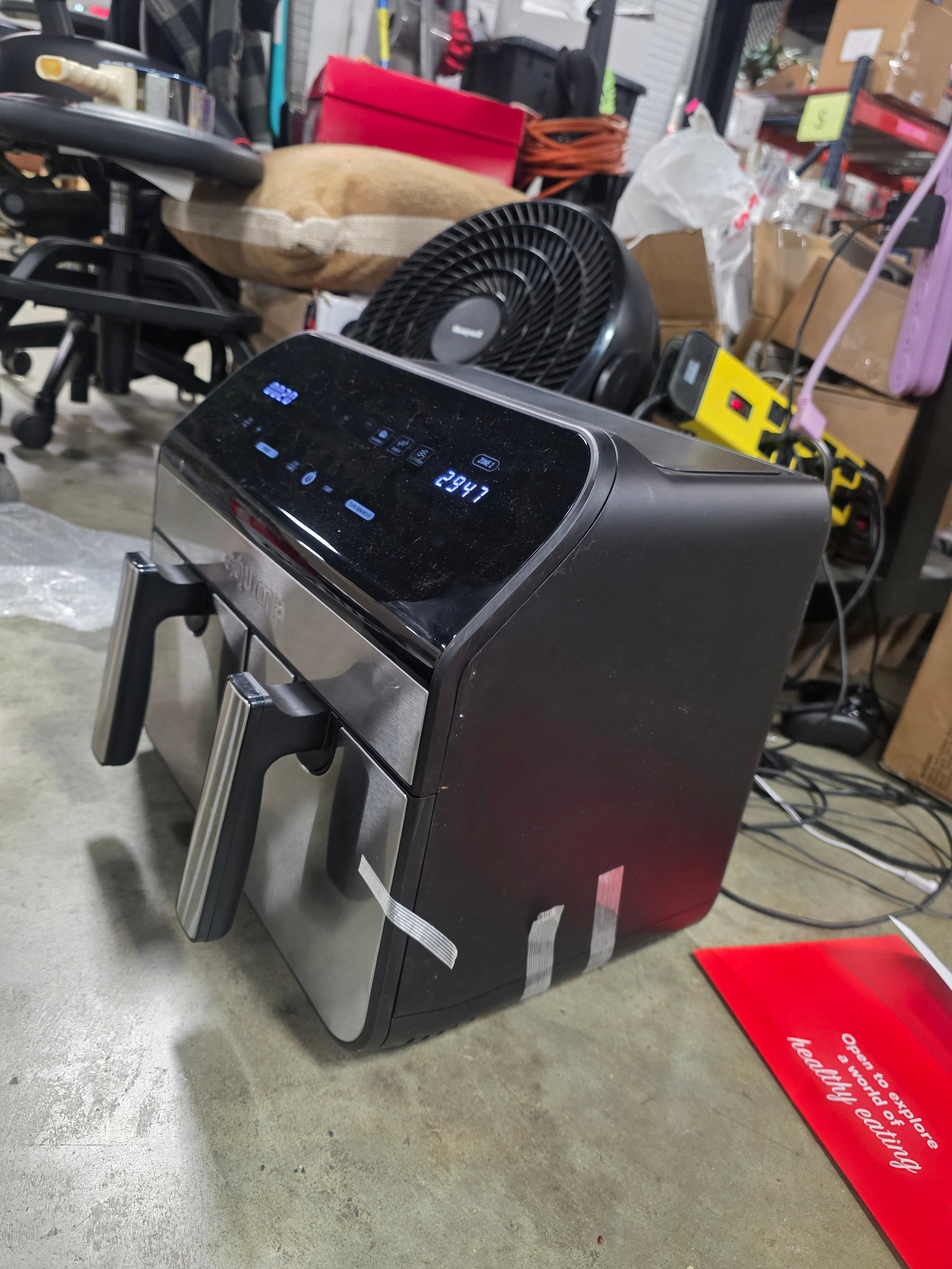 Dual Basket Digital Air Fryer with Smart Finish & Match Cook Black Stainless Steel
