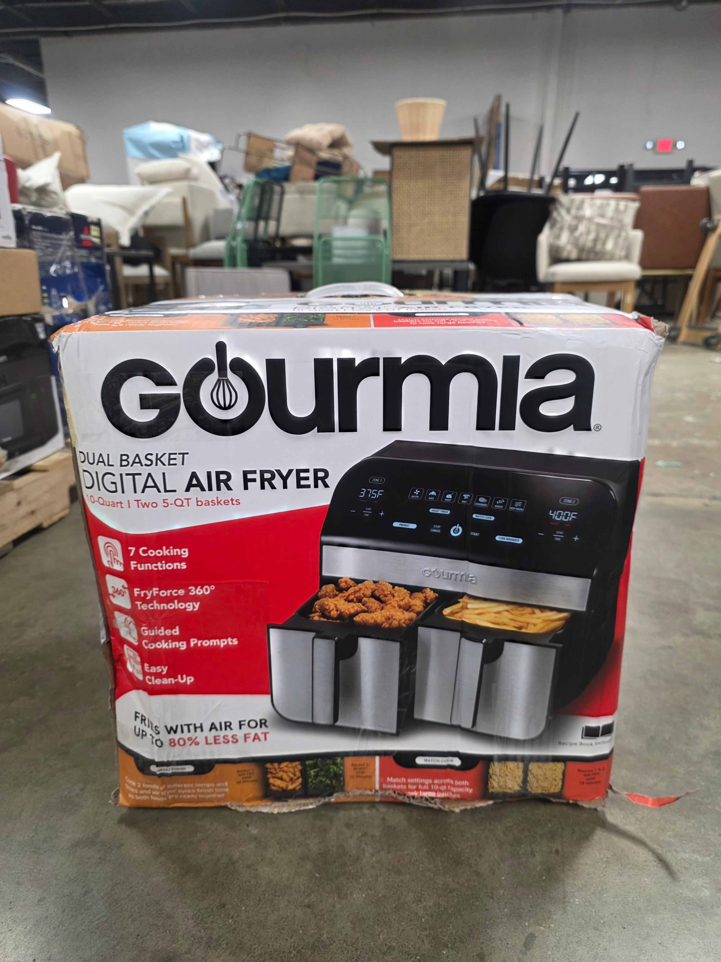 Dual Basket Digital Air Fryer with Smart Finish & Match Cook Black Stainless Steel