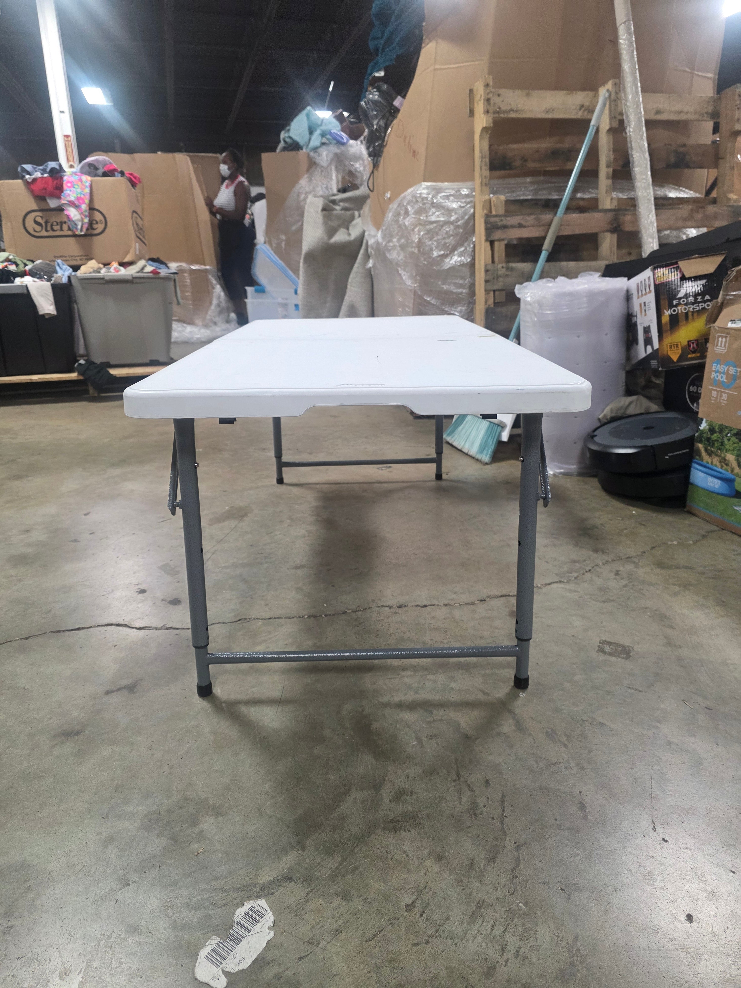Adjustable Height Folding Table Off-White