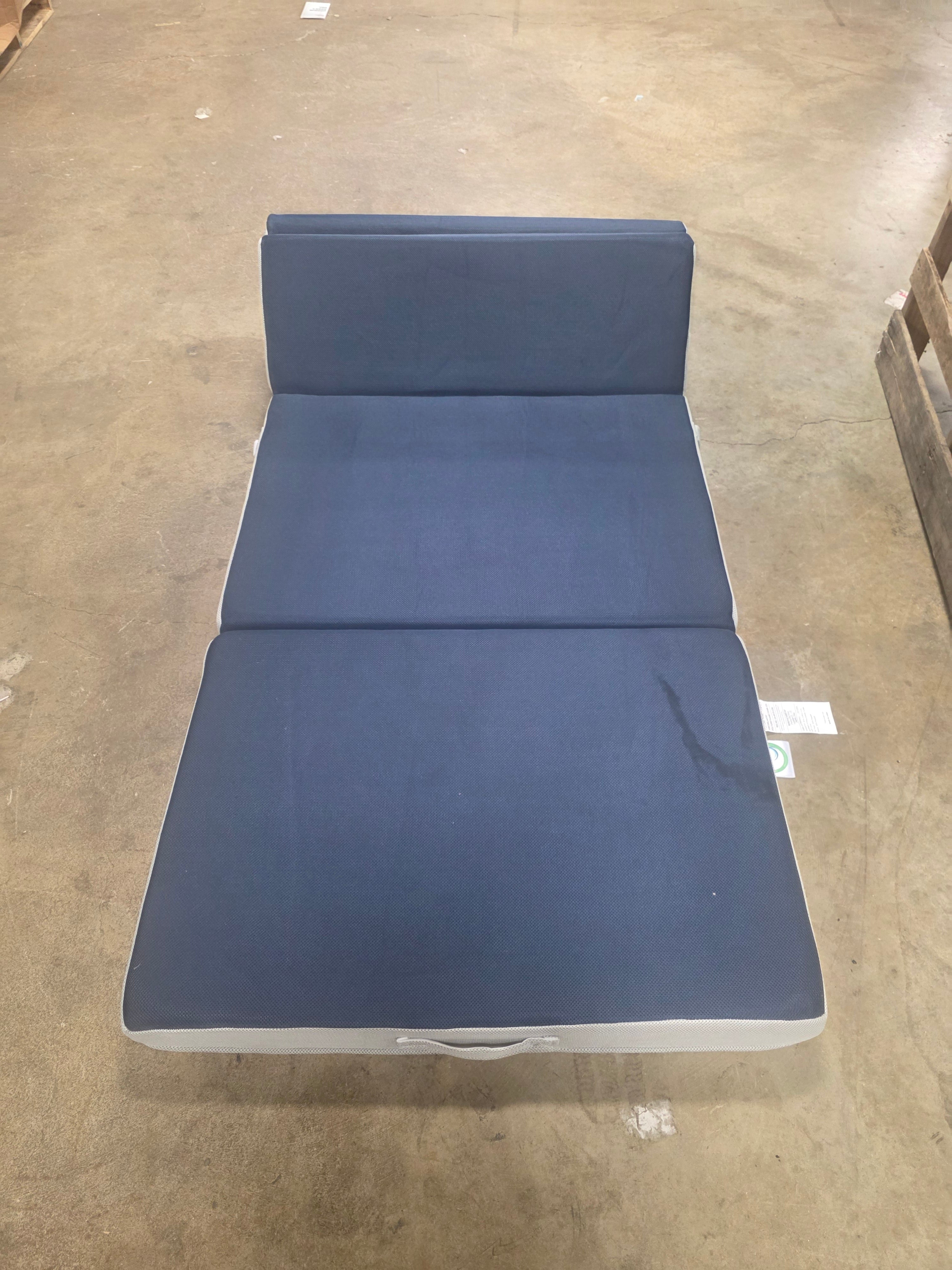 Folding Portable Midnight Blue Mattress Topper, Washable Cover - Full