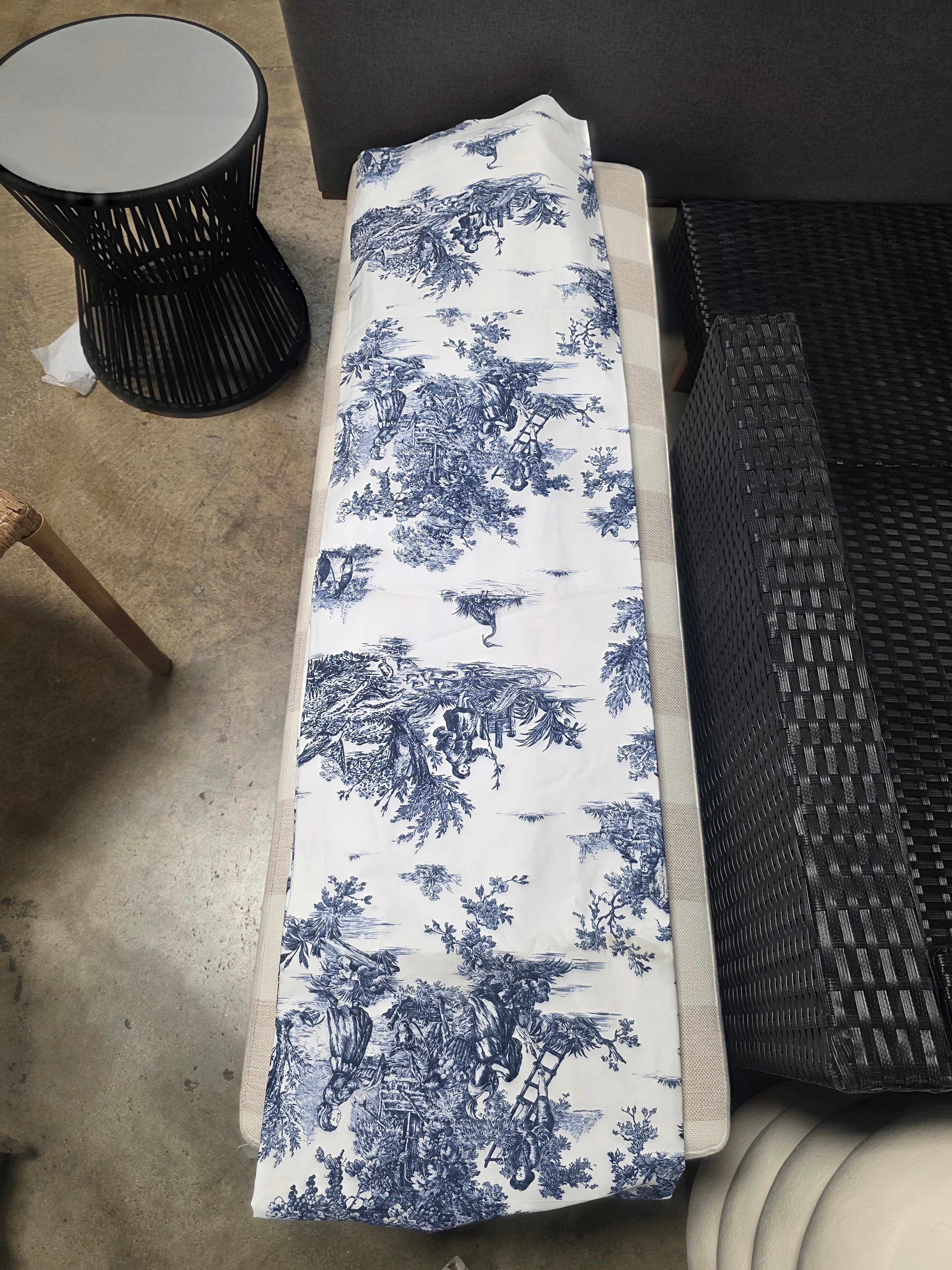 Toile De Jouy Cotton Toile Room Darkening Pinch Pleat Single Curtain Panel