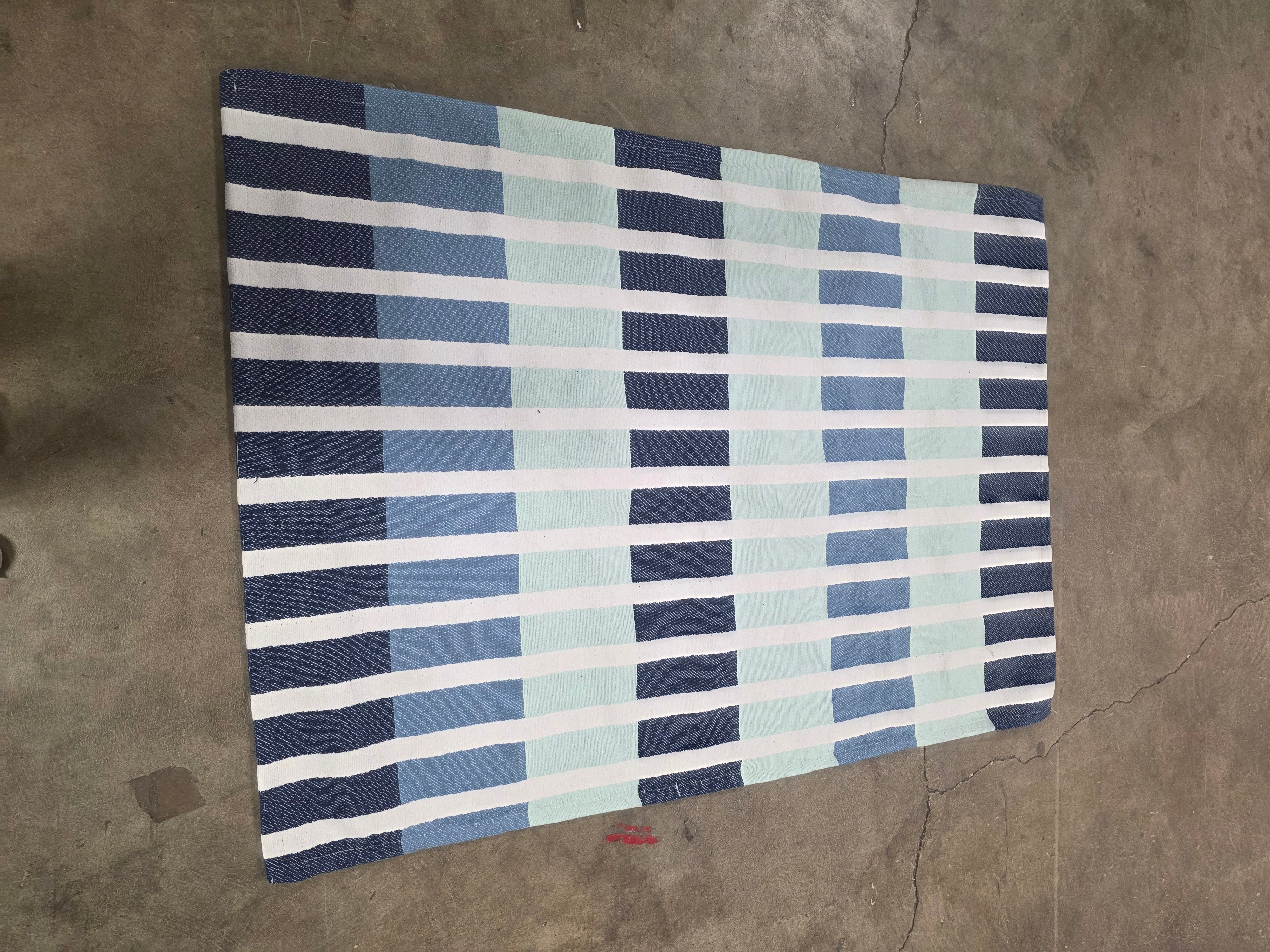 Broken Checkered Kids' Rug Green/Blue 4'x5'6"