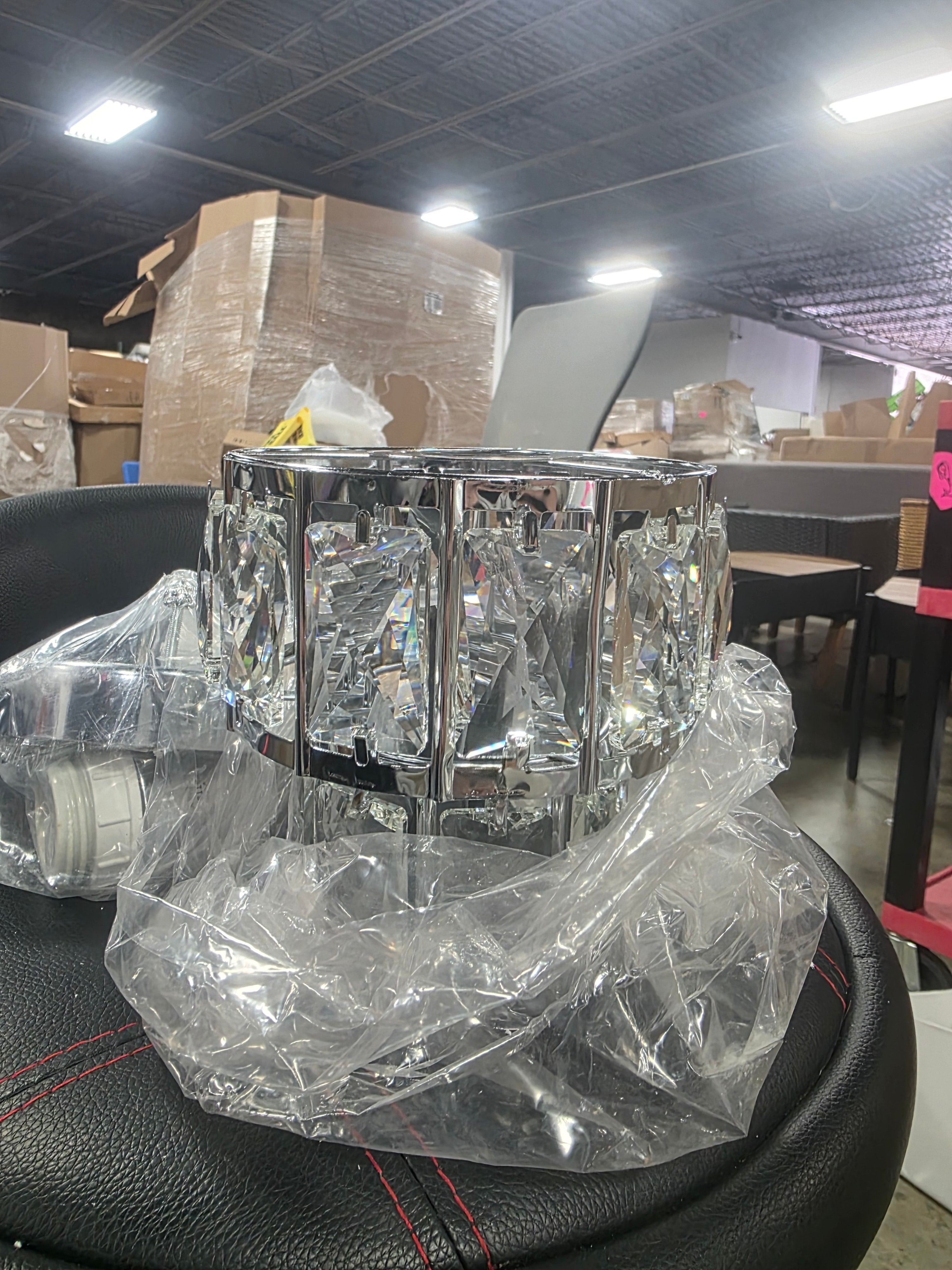 1 - Light Crystal Cylinder Pendant with Crystal Accents