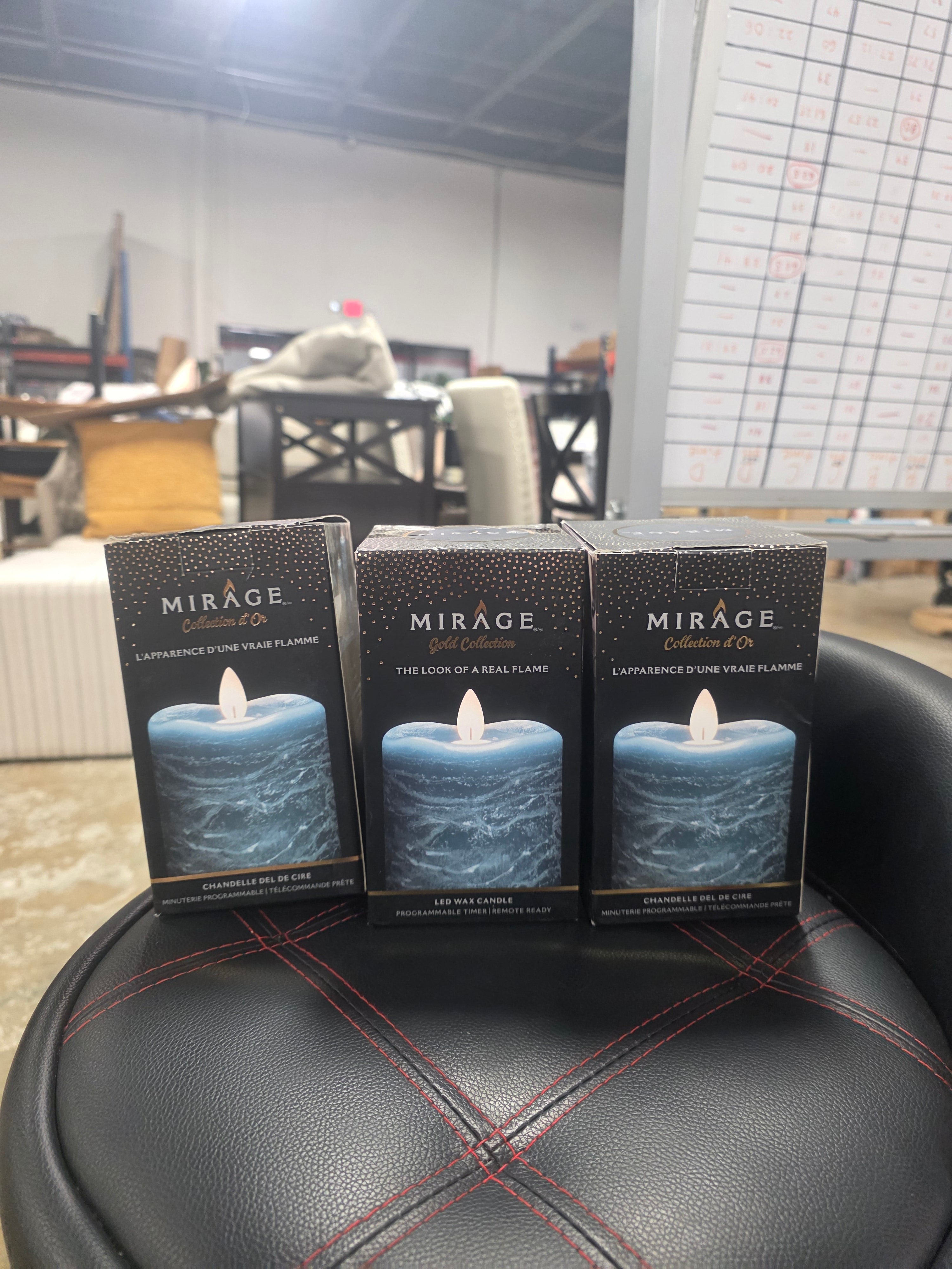 Mirage Gold Collection Flameless LED Pillar Candle Set of 3
