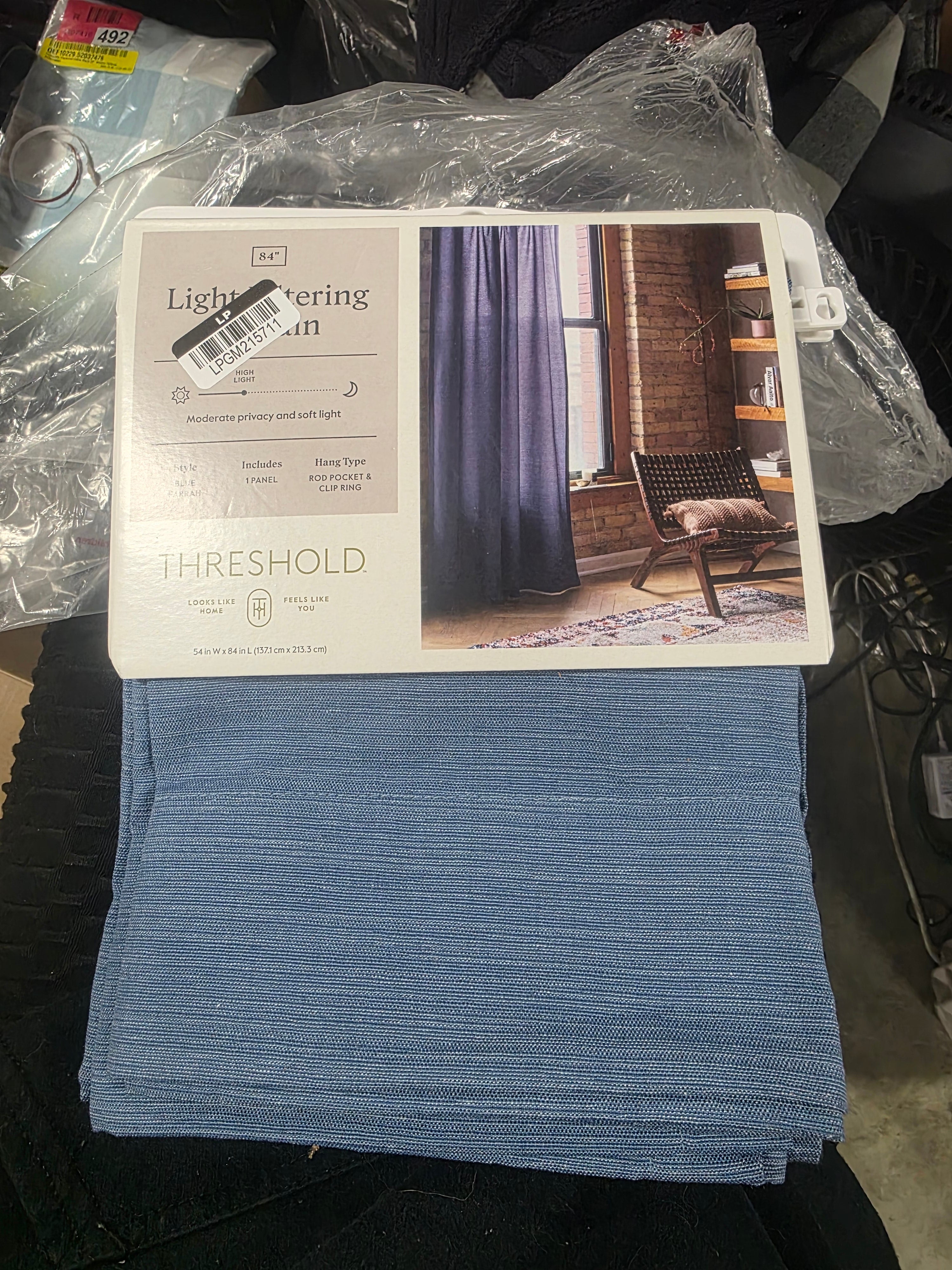 Farrah Light Filtering Solid Blue Curtain Panel