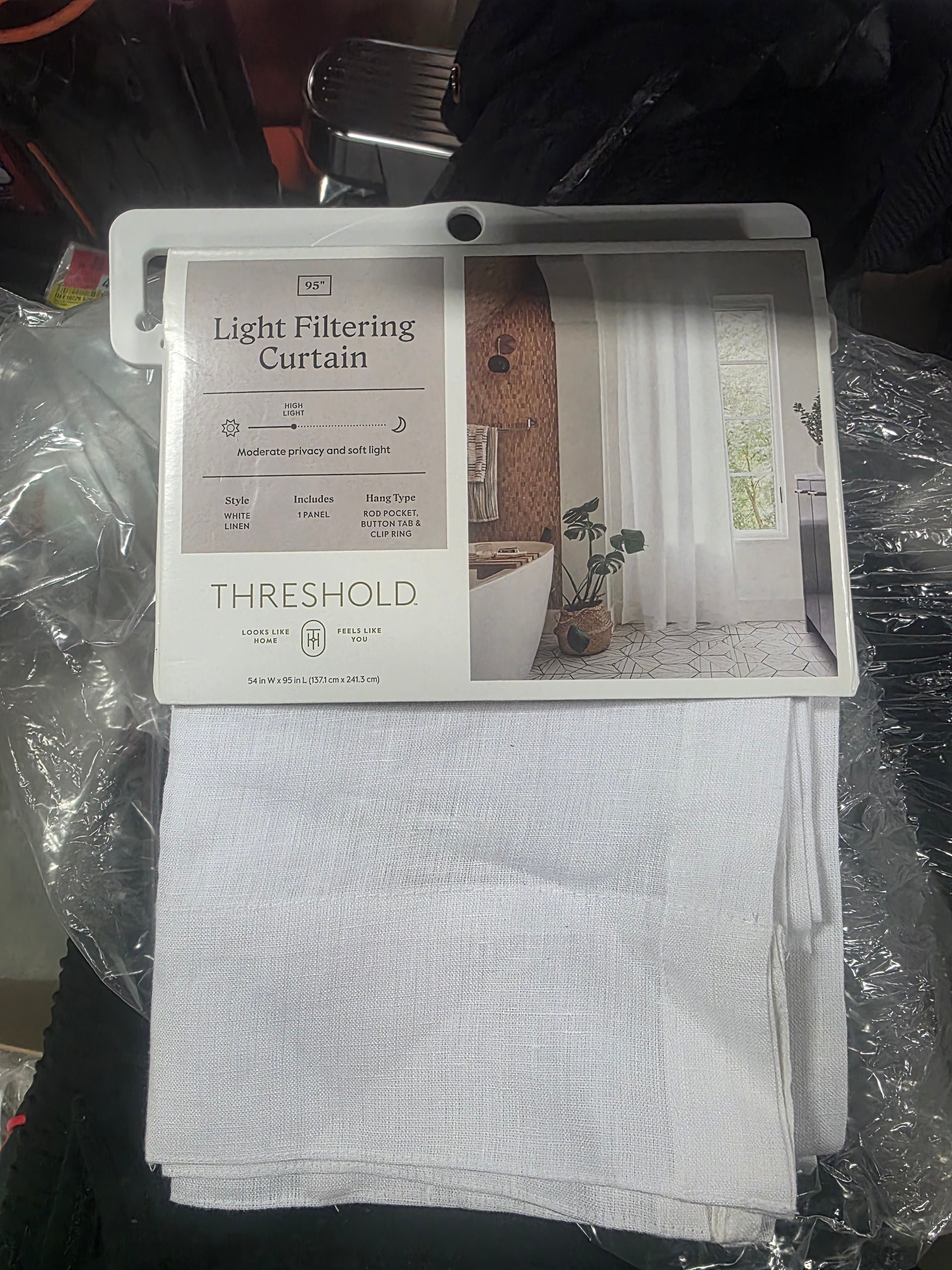 1pc Light Filtering Linen Window Curtain Panel