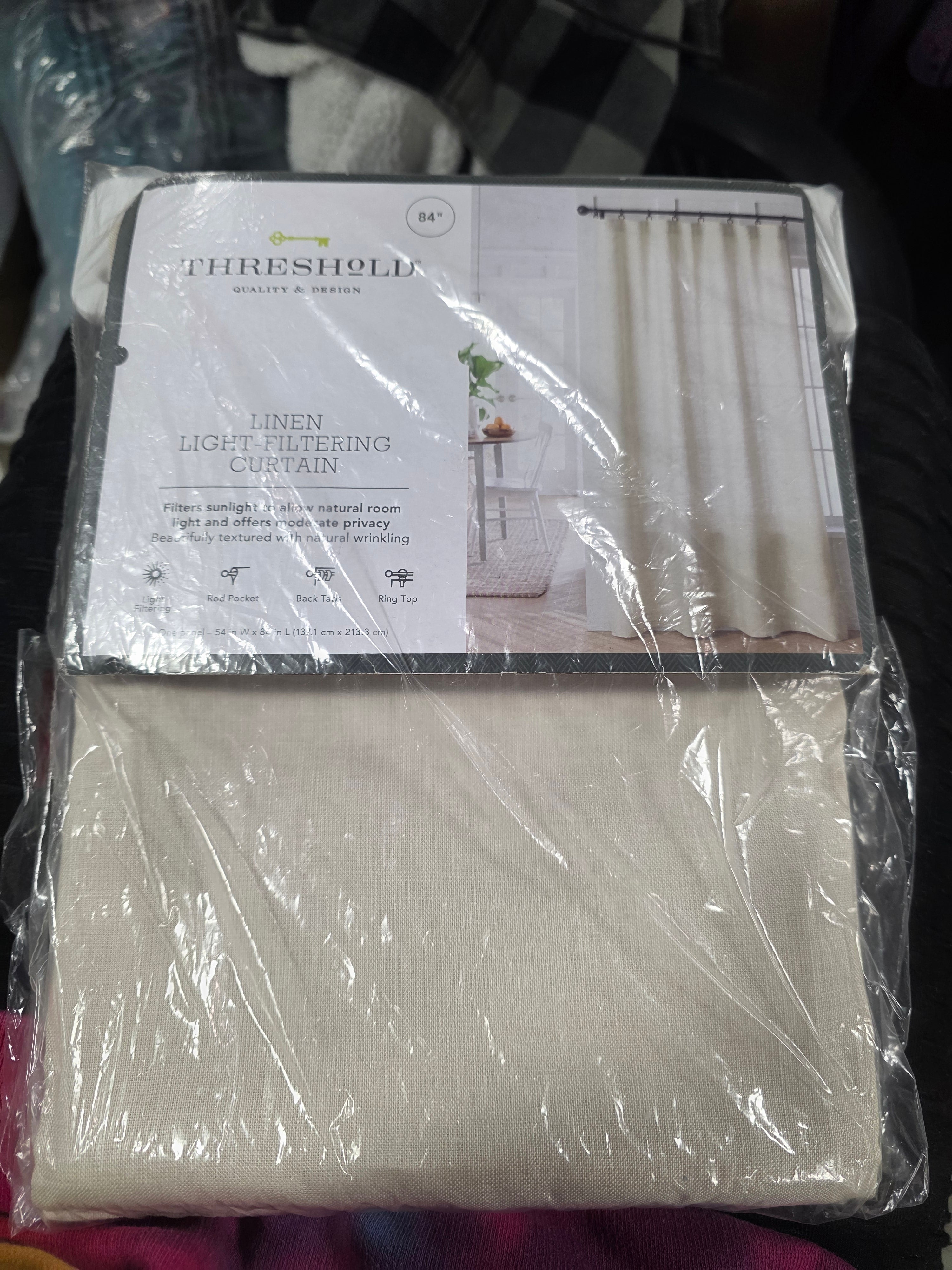 1pc Light Filtering Linen Window Curtain Panel