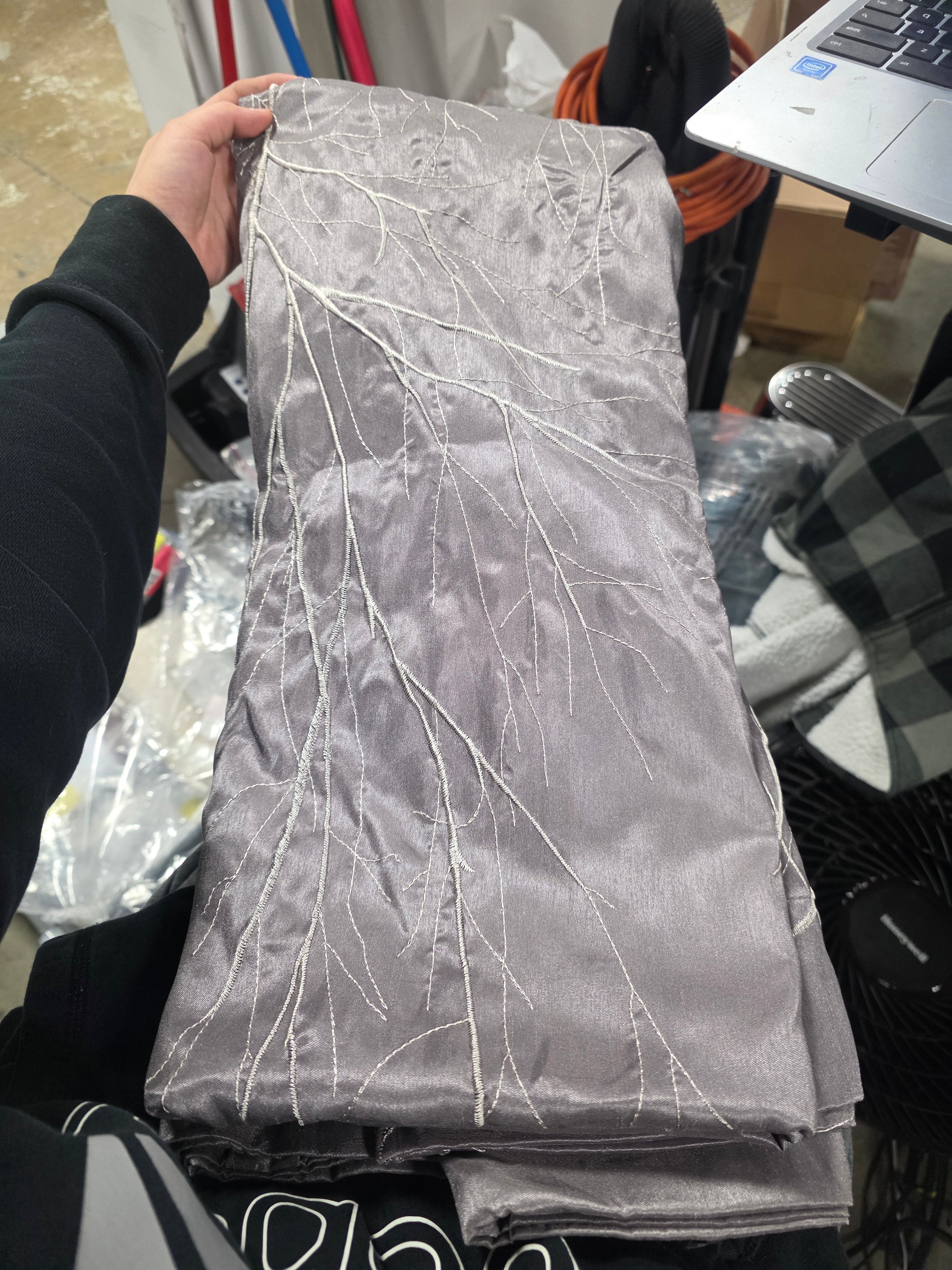 Andora Embroidered Branch Rod Pocket Single Curtain Panel