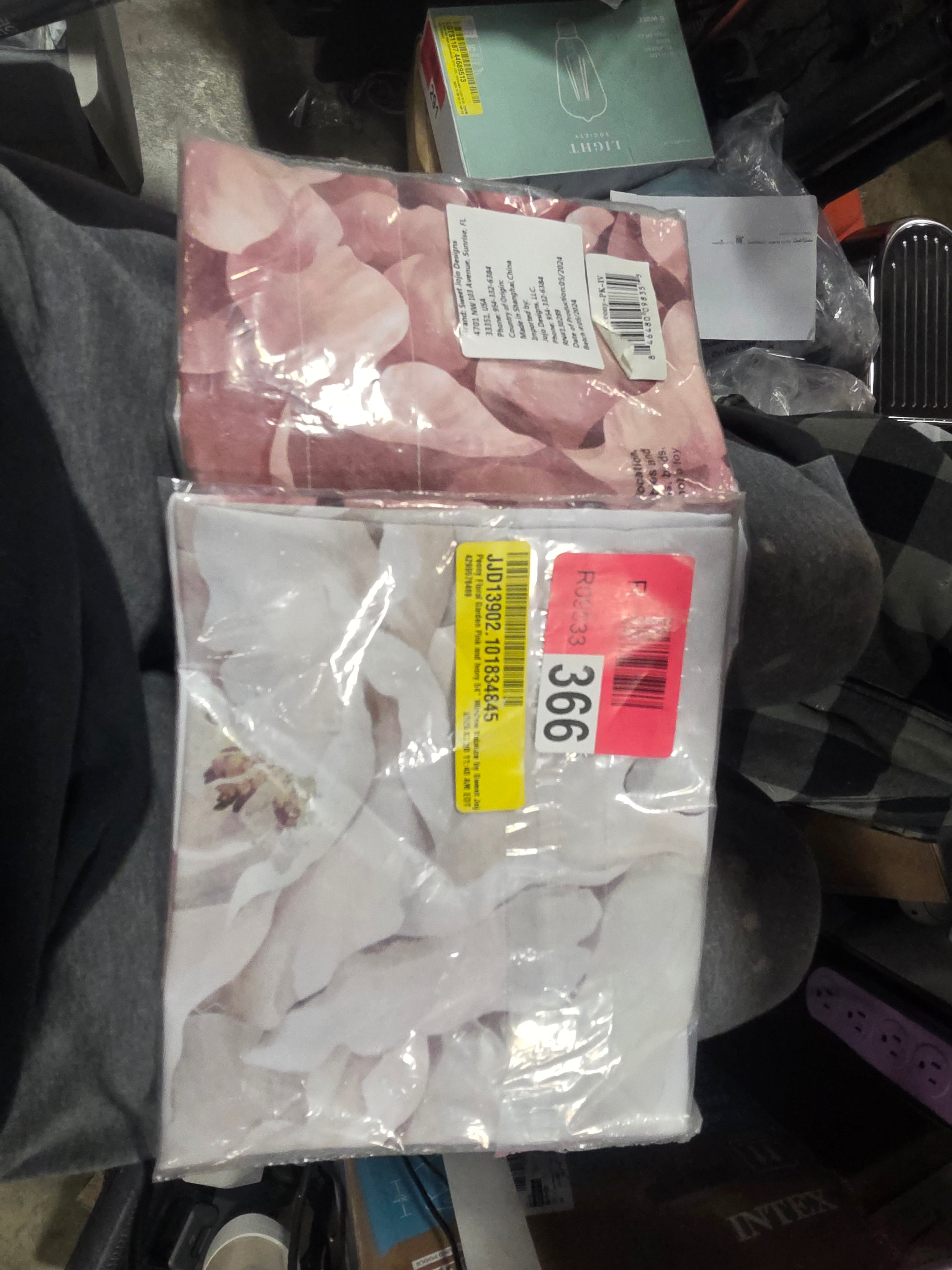 Peony Floral Garden Pink and Ivory  Window Valance Set of 2