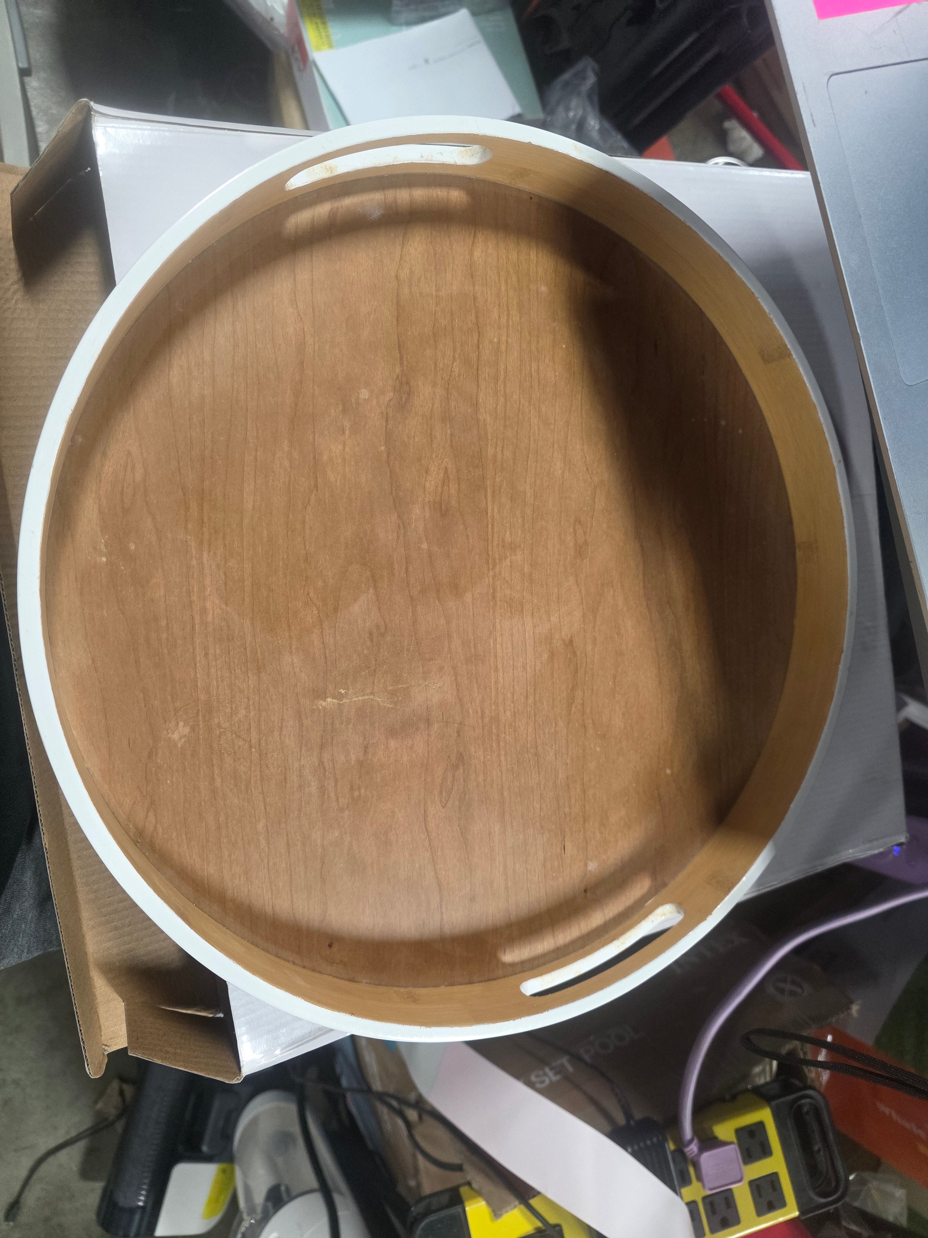 Lacquered Wood Round Tray