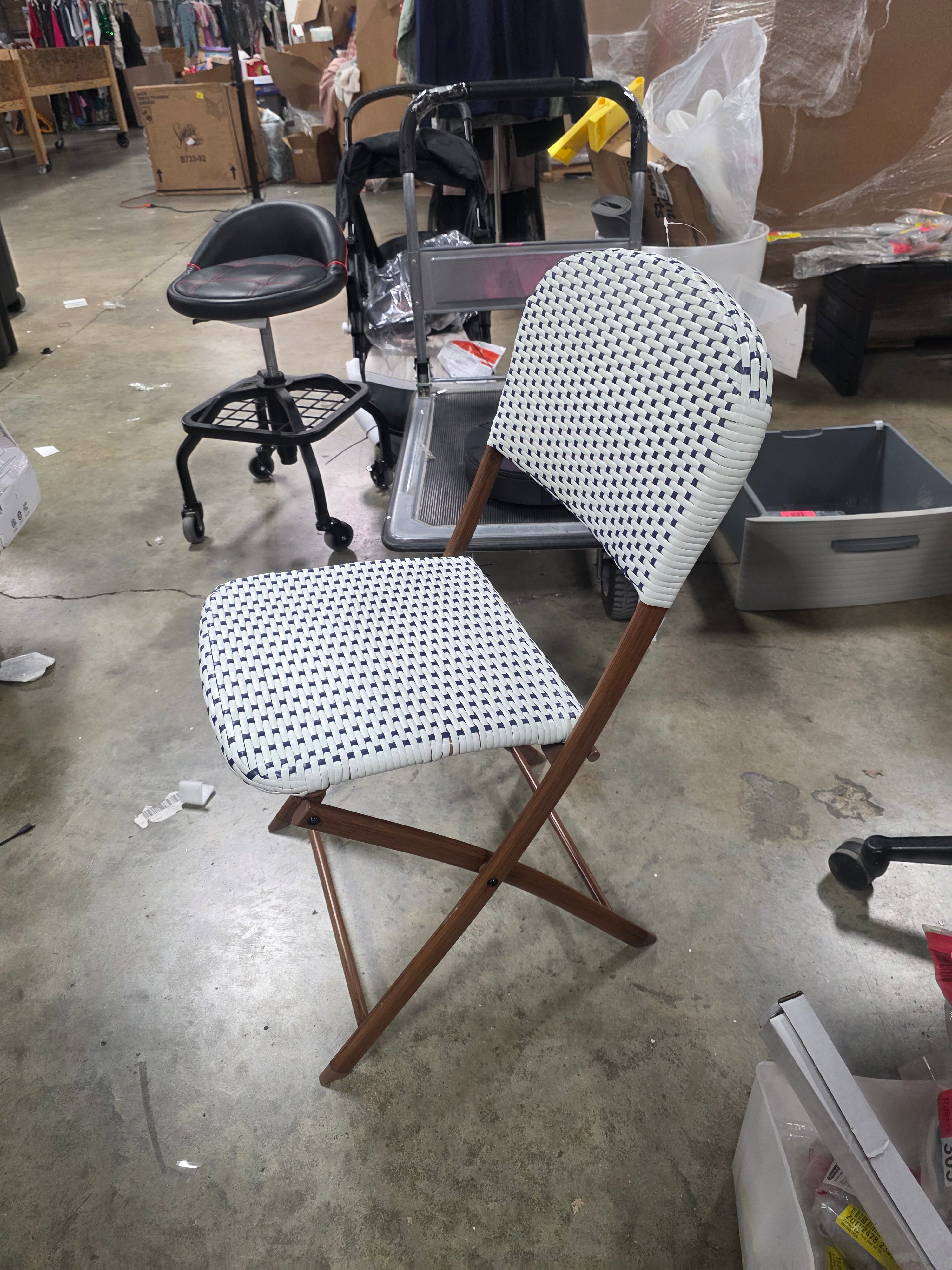 French Cafe Outdoor Patio Dining Folding Chairs Beige