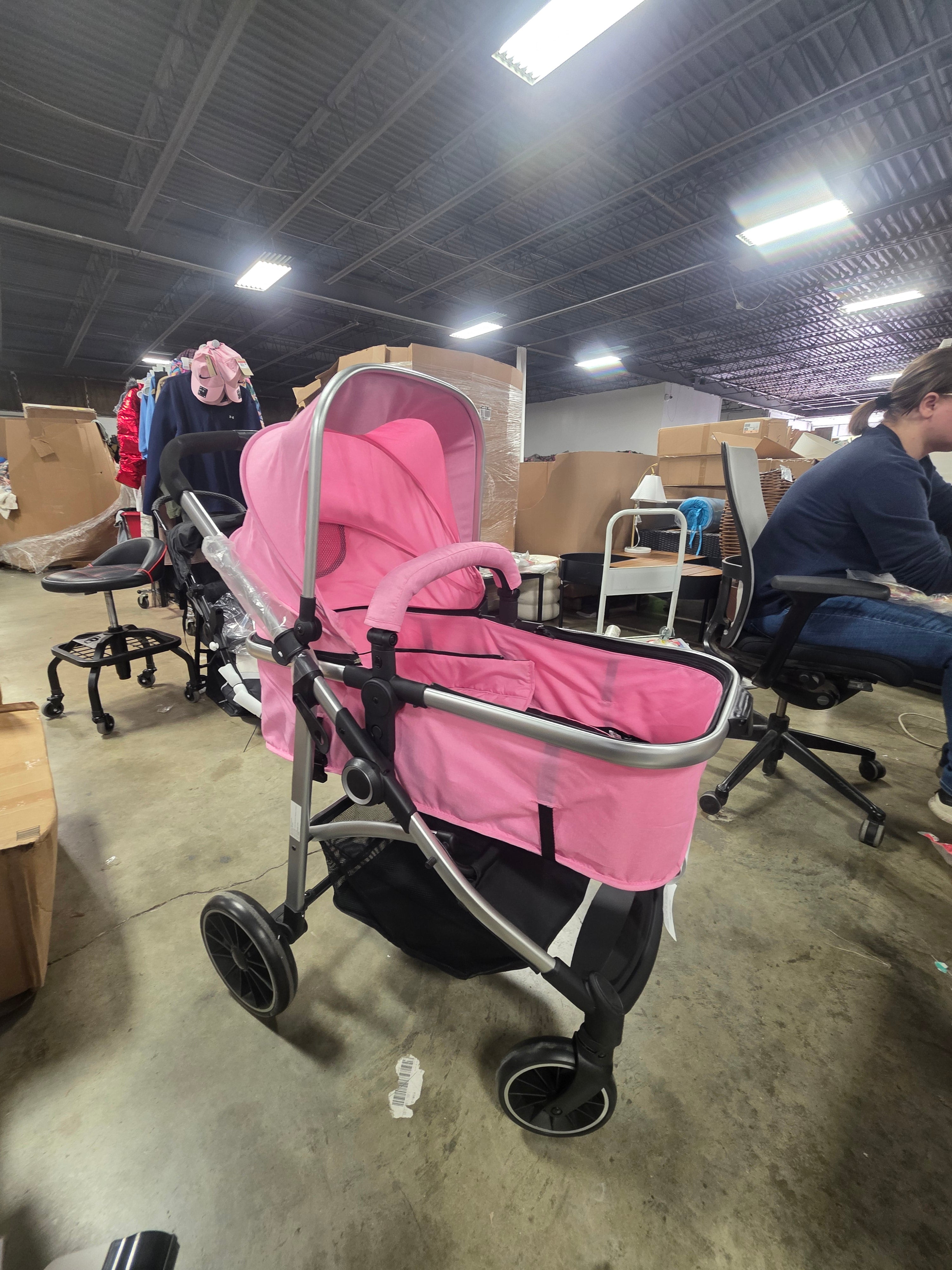 2-in-1 Convertible Baby Stroller with Reversible Seat - Pink