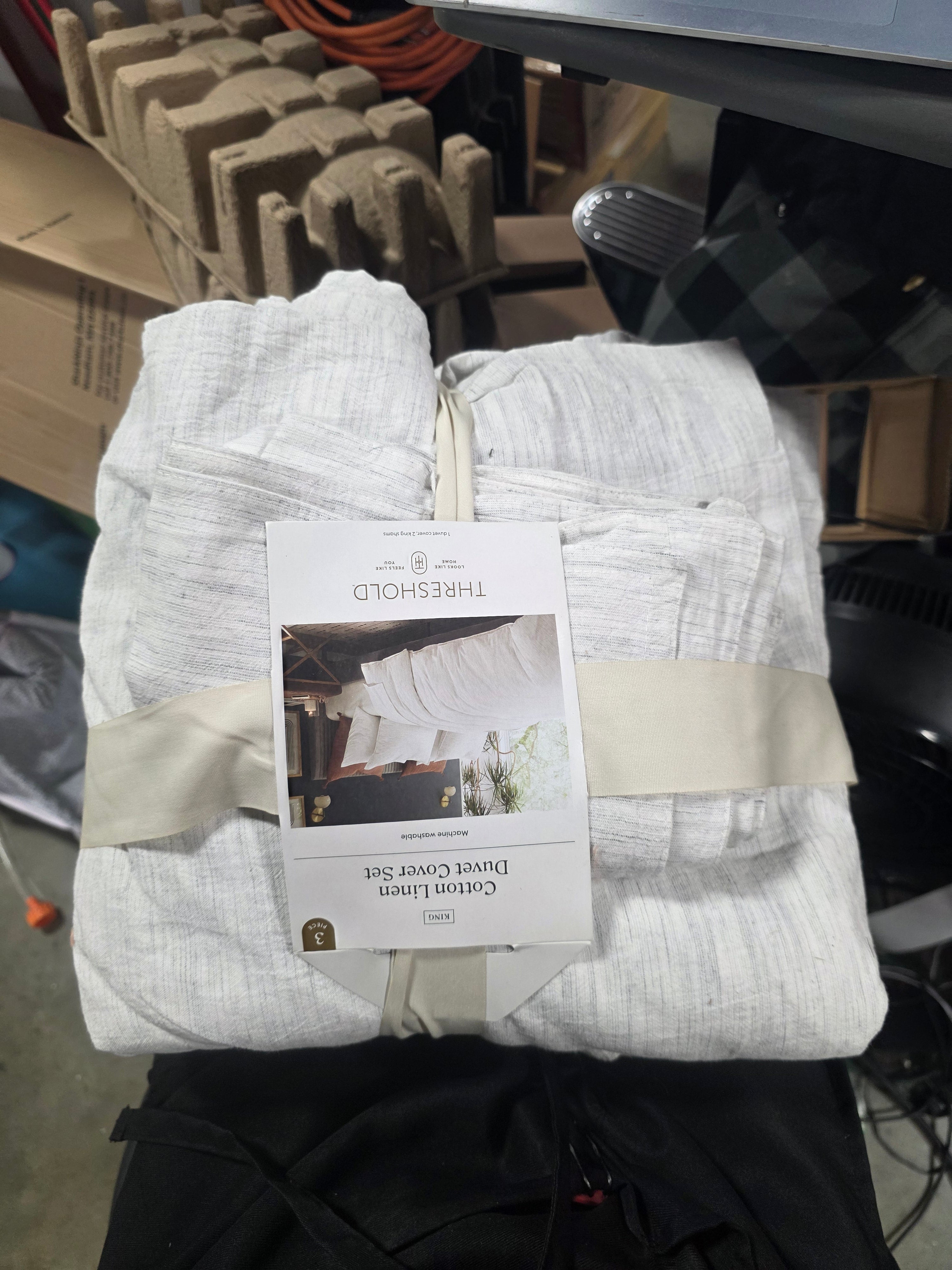 Space Dyed Cotton Linen Duvet Cover & Sham Set - King