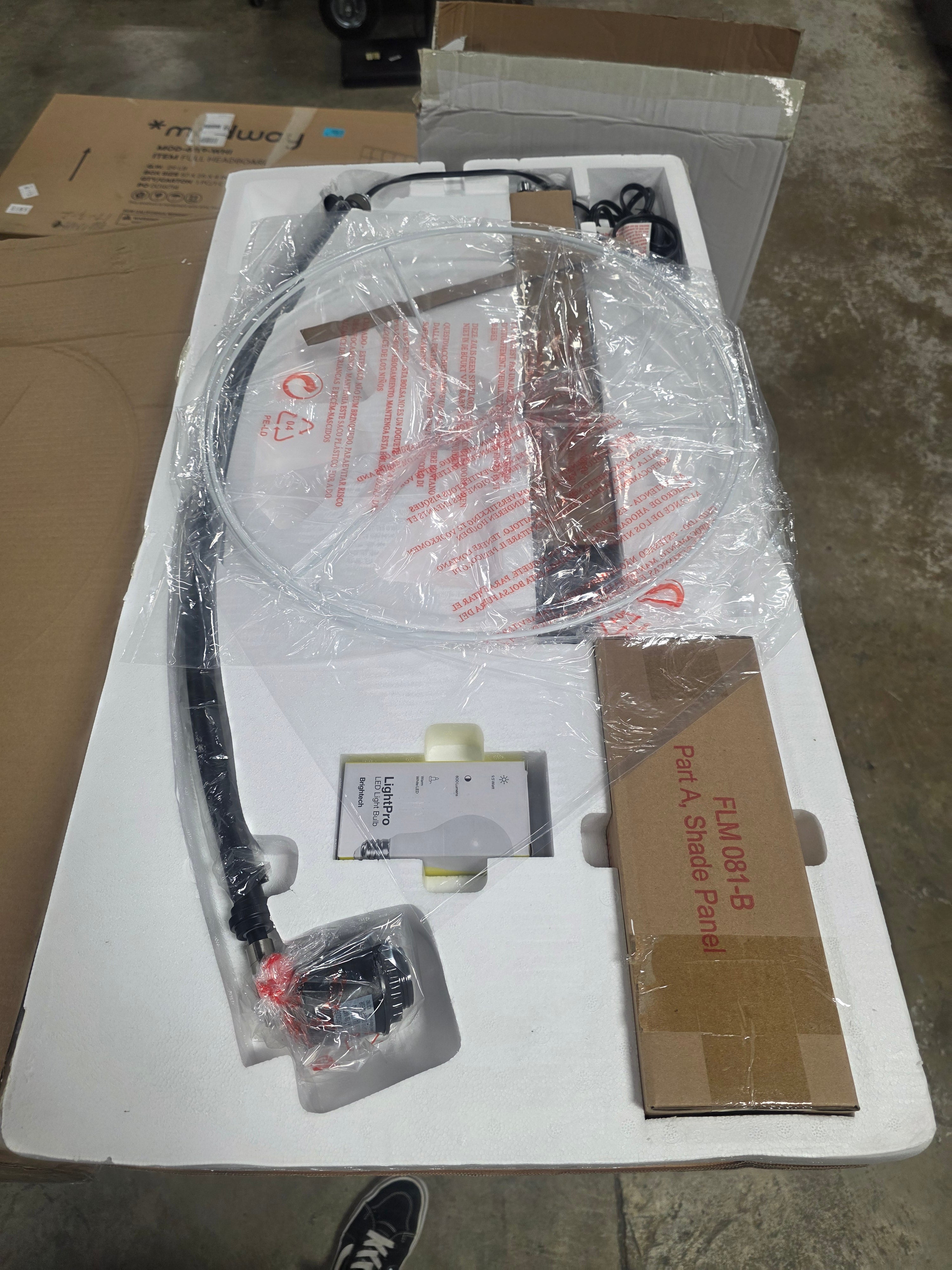 Logan Mid-Century Marble Base Arc Floor Lamp Matte Black