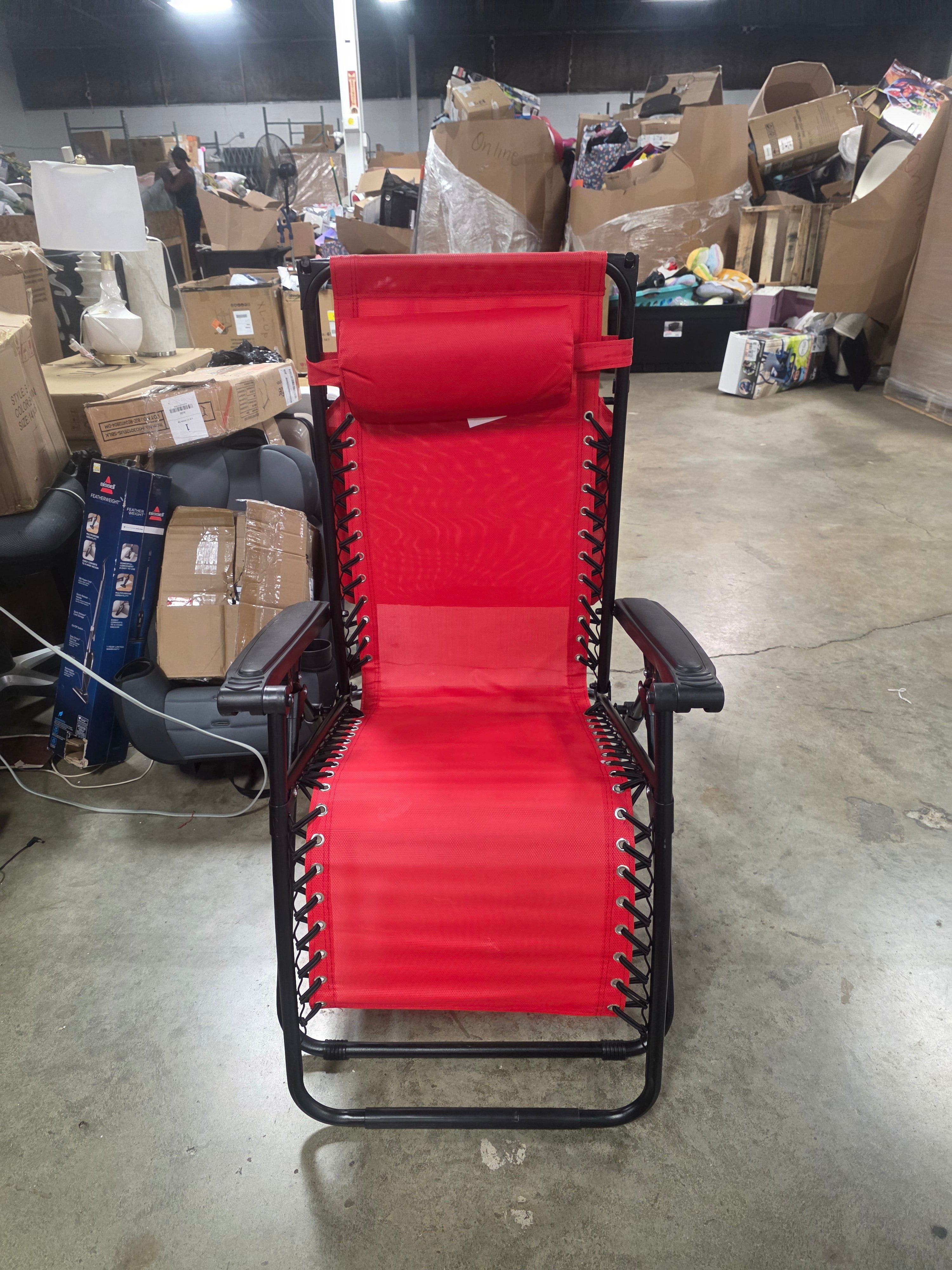 Oversized Zero Gravity Chair with Sunshade and Drink Tray - Red