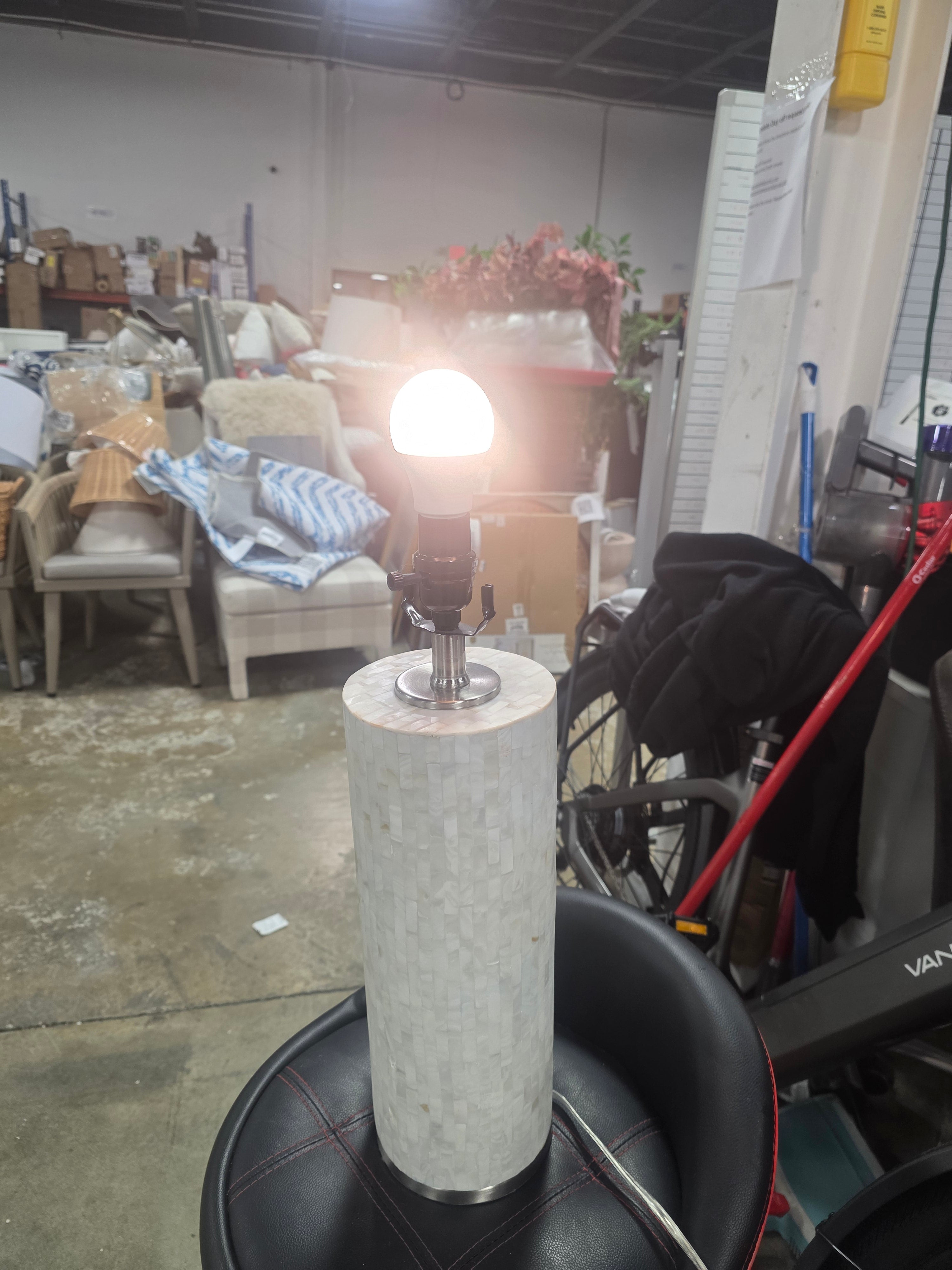 Capiz Subway Tile Large Lamp Base Shell