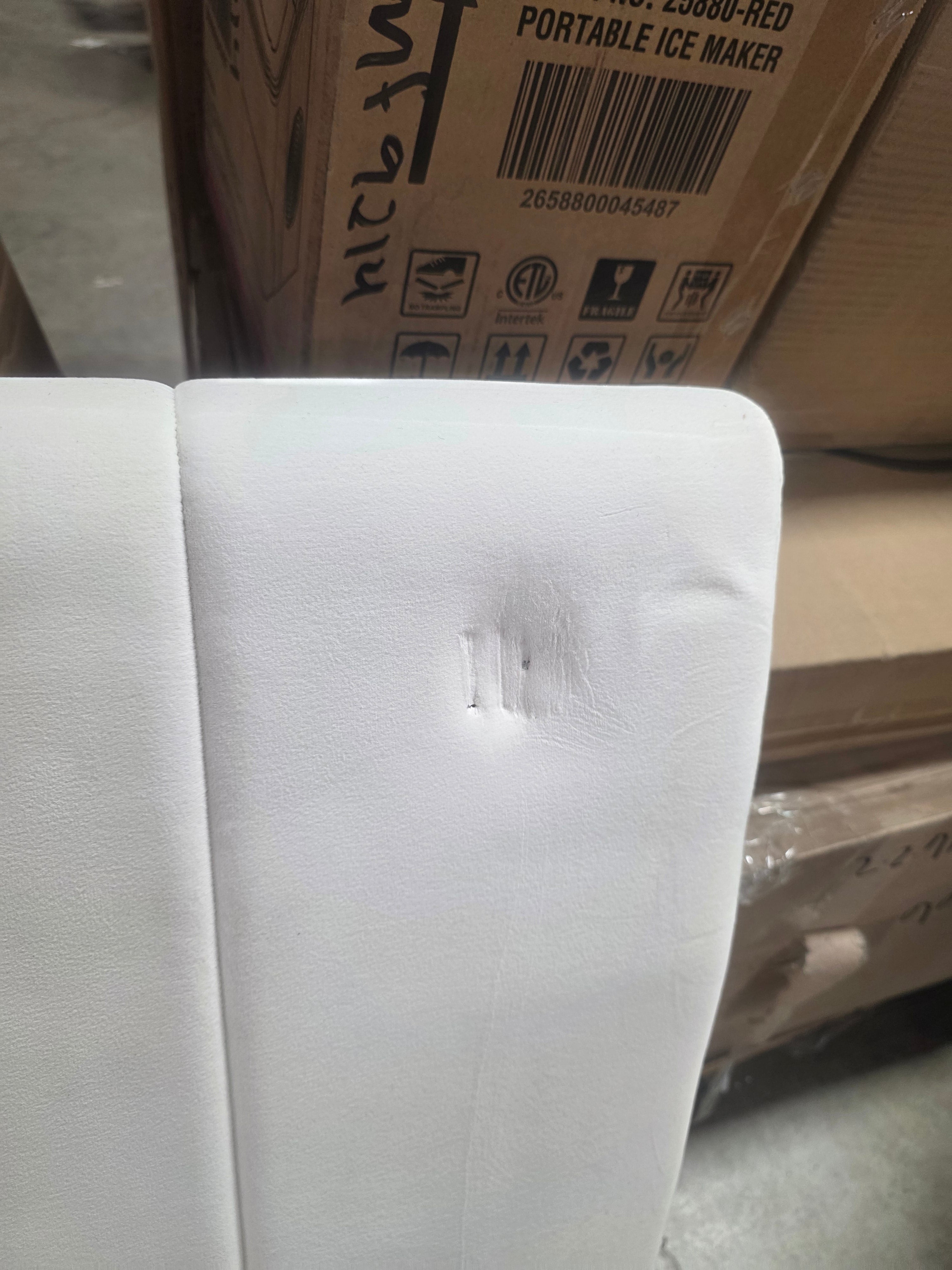 Dorm Twin Bed Cream - Upholstered Headboard, Plywood Frame, No Box Spring Needed