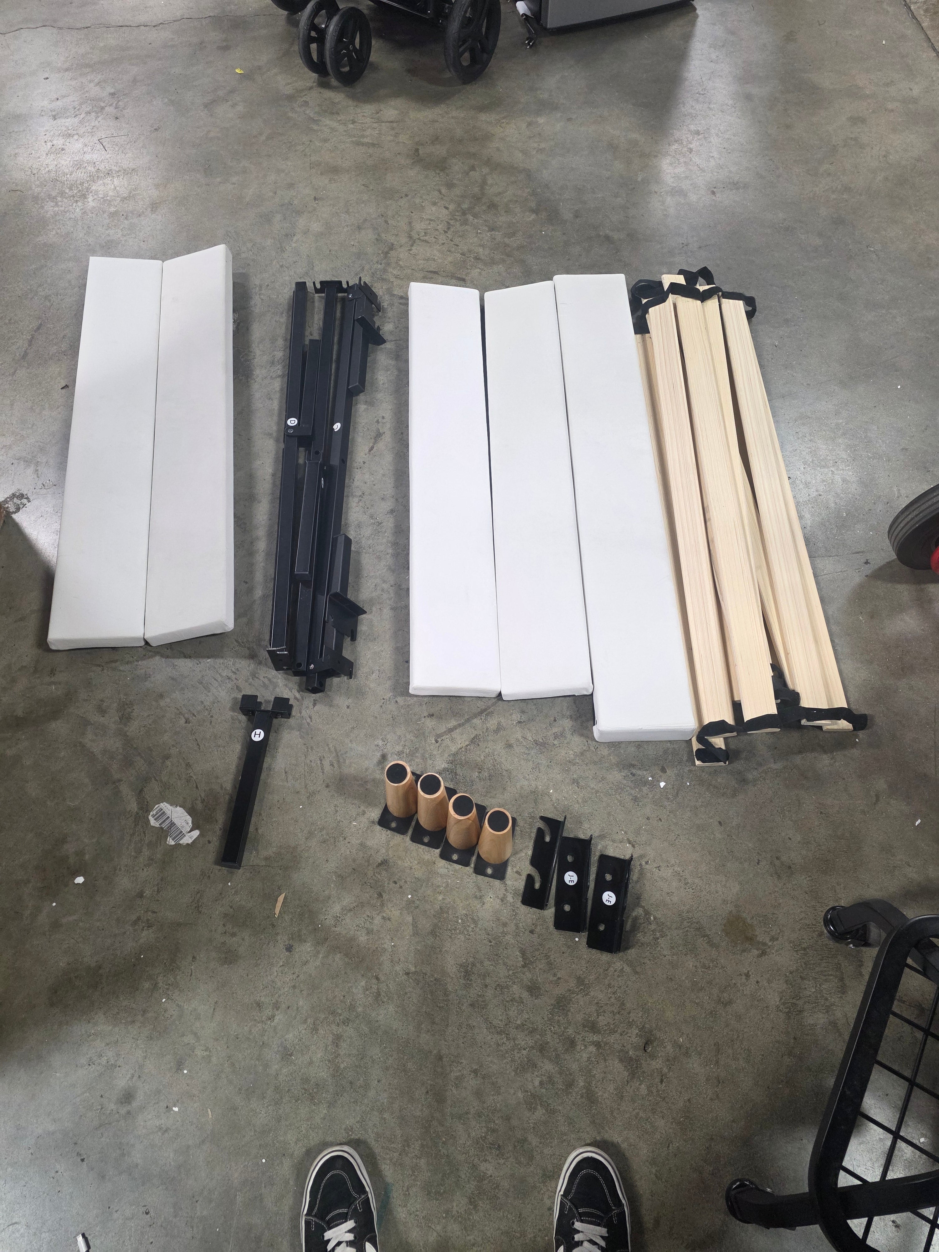 Dorm Twin Bed Cream - Upholstered Headboard, Plywood Frame, No Box Spring Needed