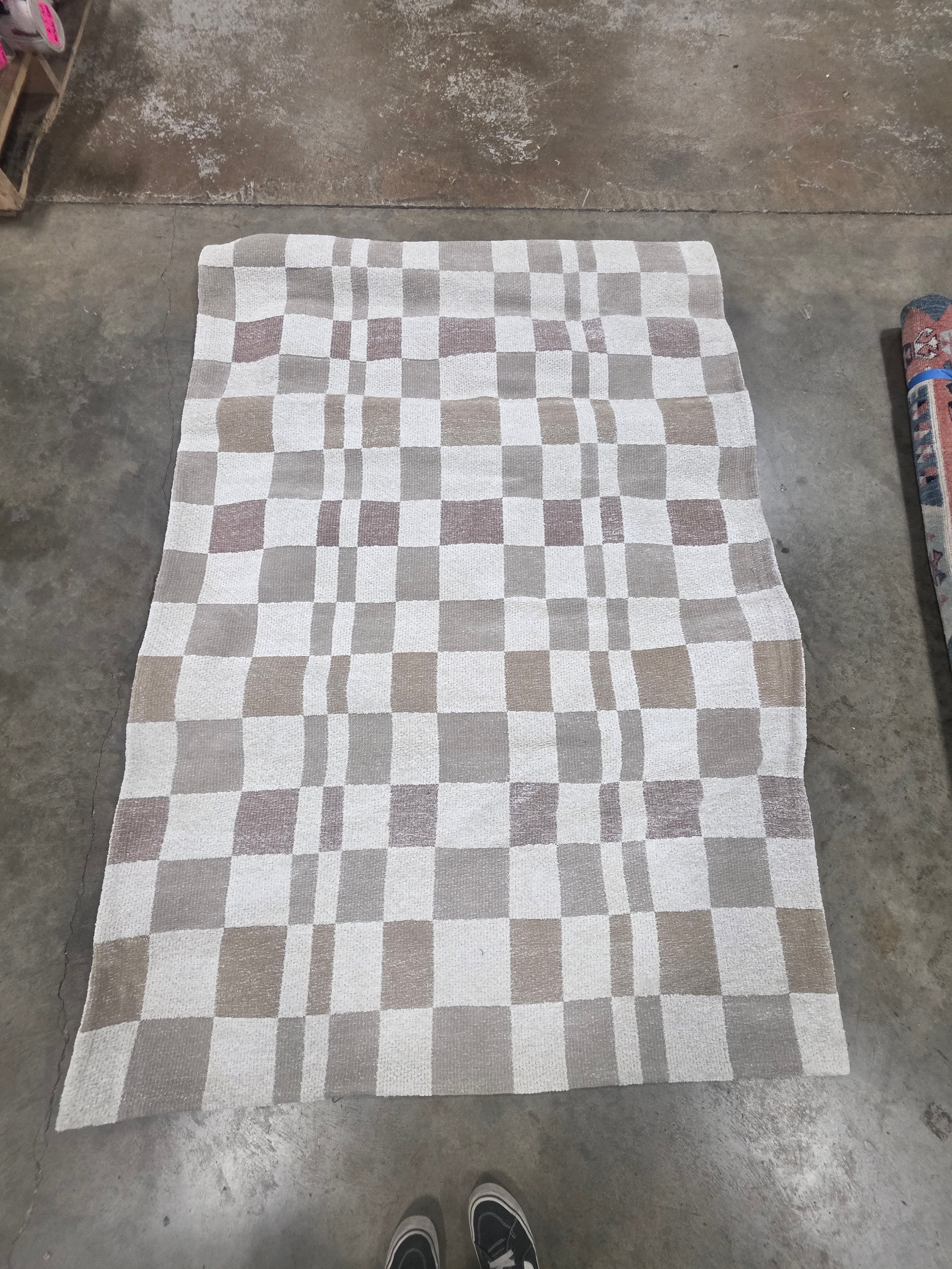 Checkered Woven Flatweave Area Rug White - 5'x7'