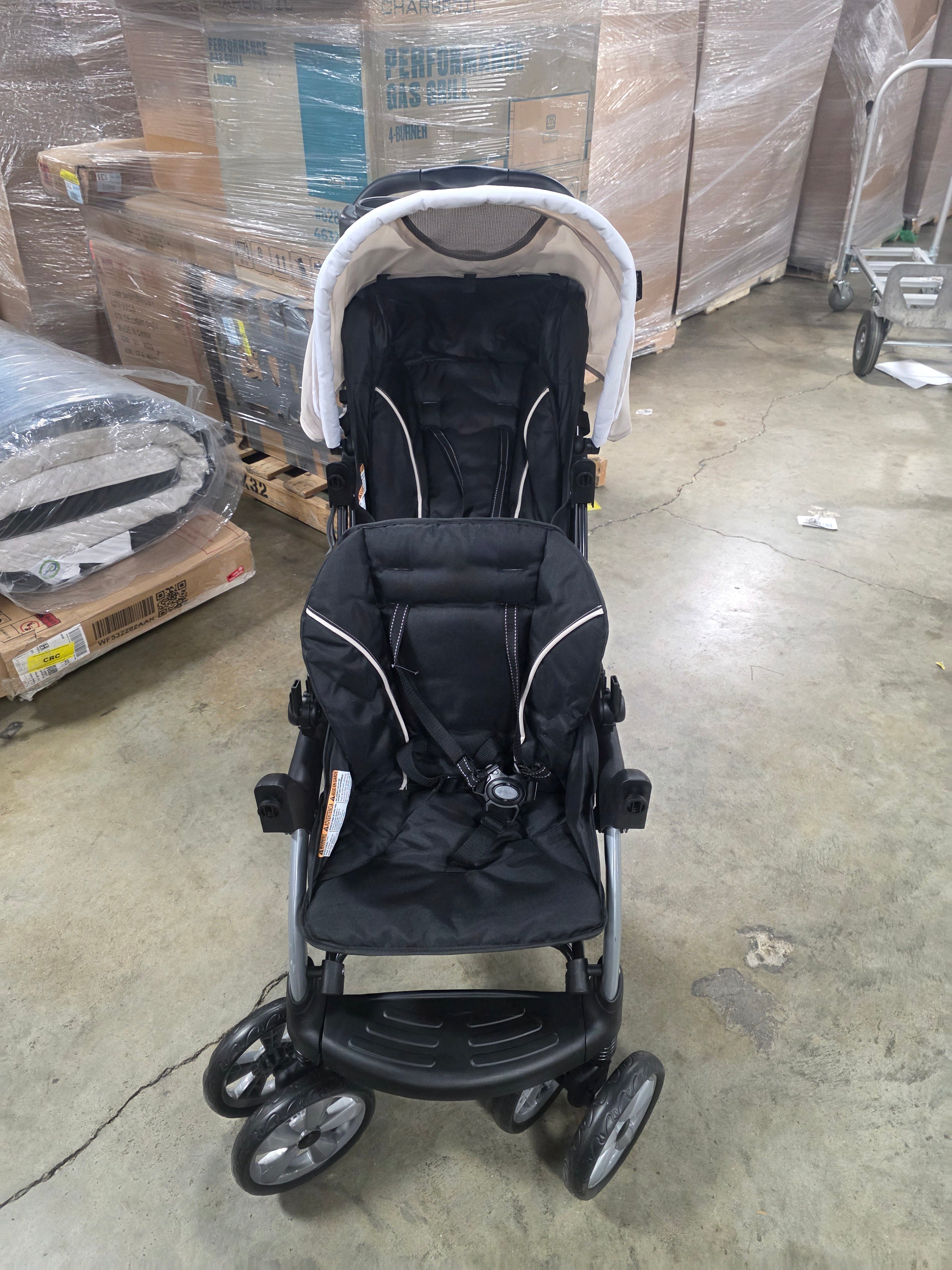 Sit N' Stand Multi-Use Easy Fold Travel Toddler and Baby Double Stroller with Safety Harness and Storage Basket