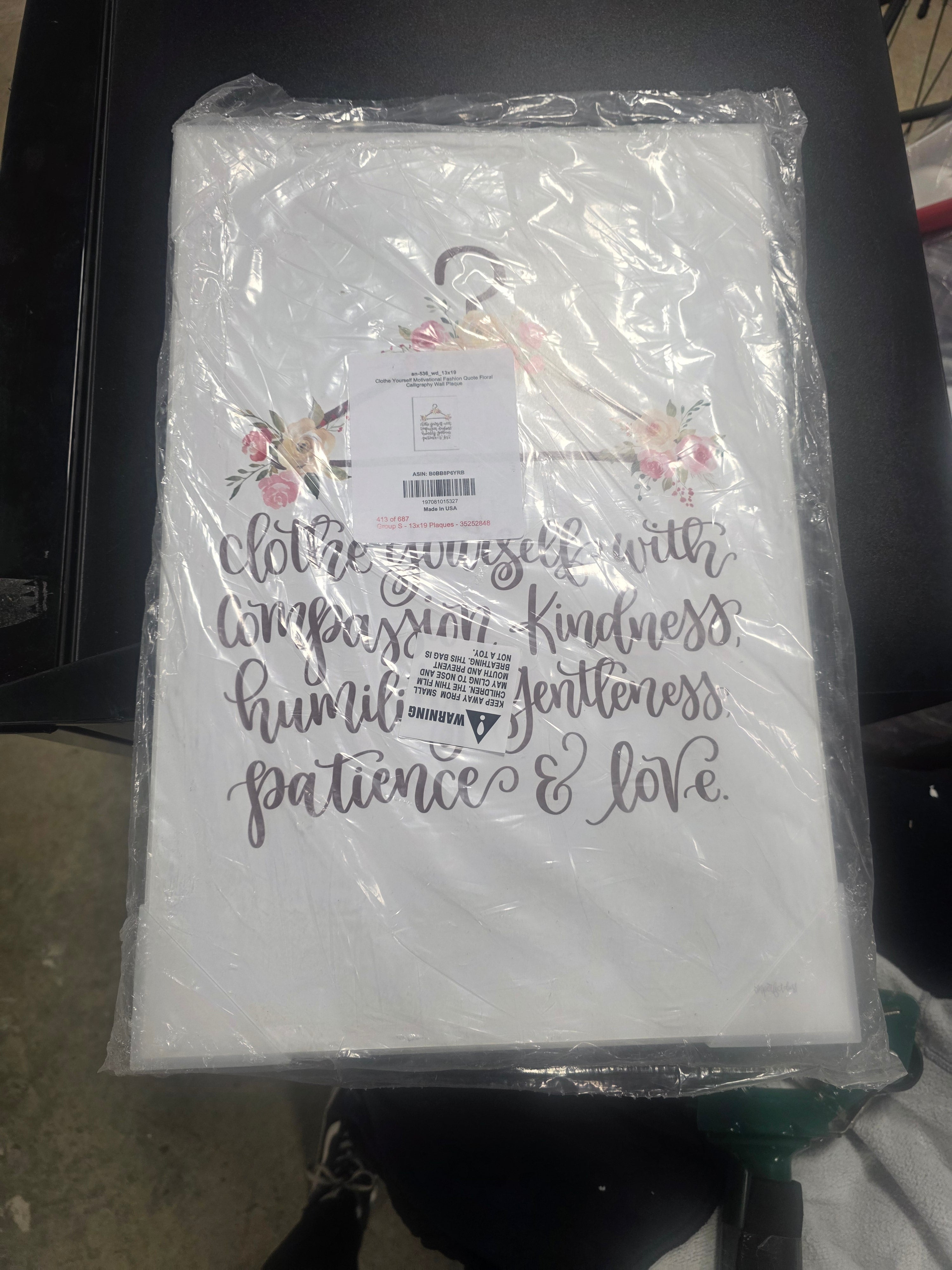 Clothe Yourself Motivational Fashion Quote Floral Calligraphy Graphic Art Unframed