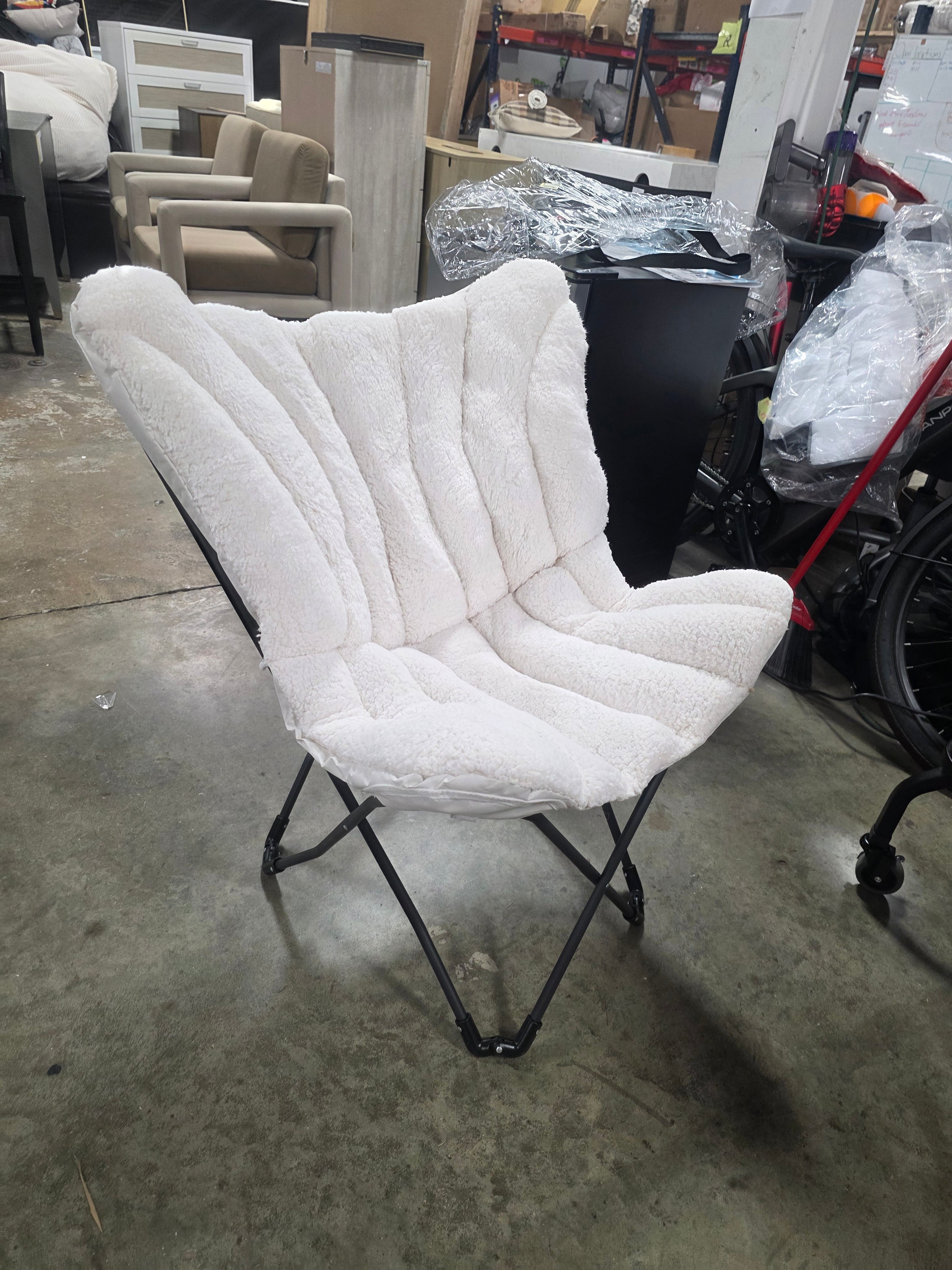 Butterfly Chair Faux Shearling Cream